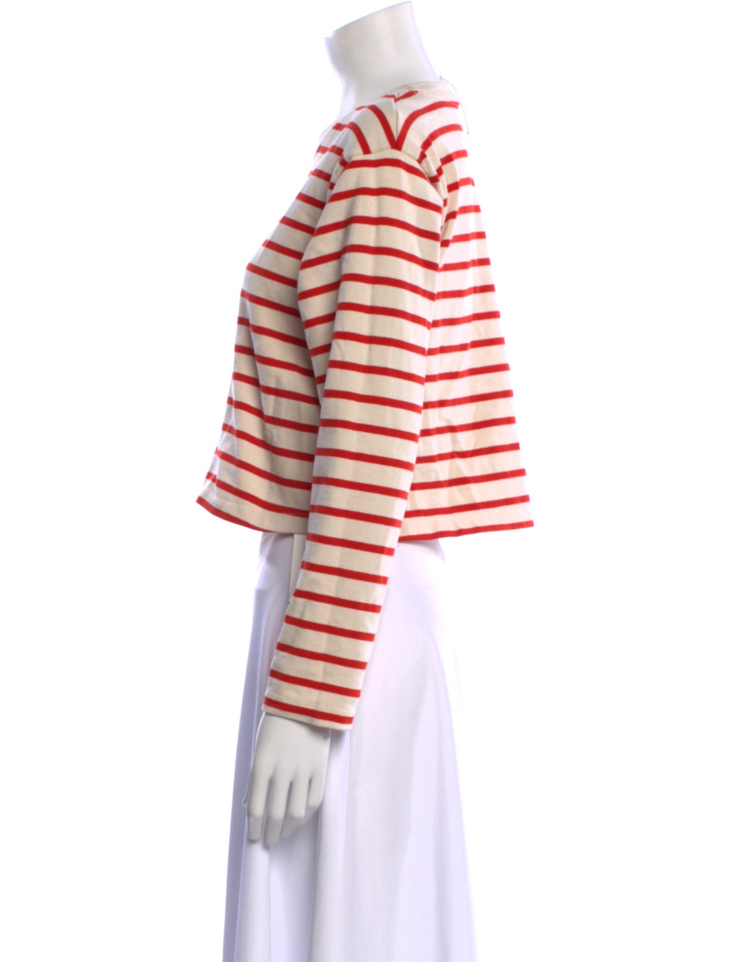 Sézane Striped Crew Neck Crop Top