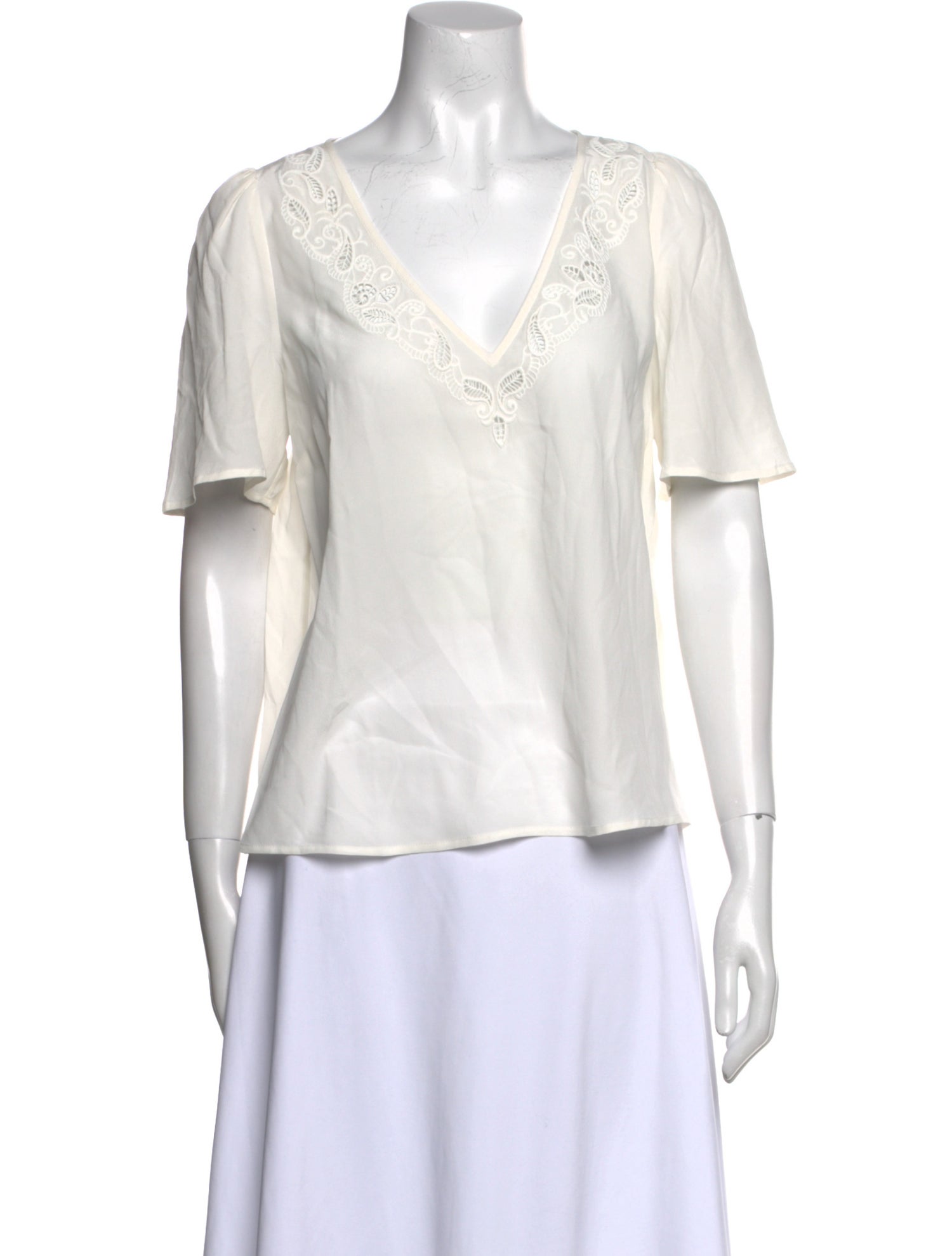 Sézane Silk V-Neck Blouse