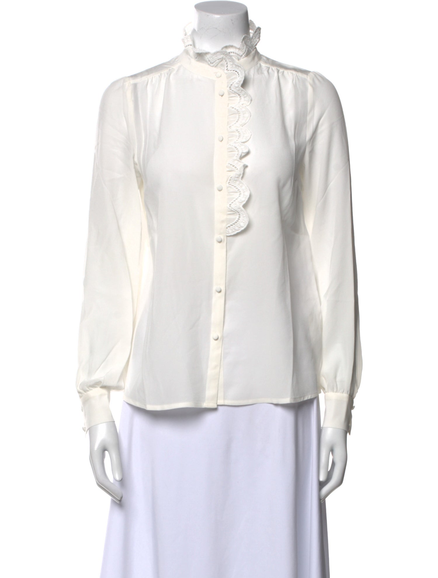Sézane Silk Mock Neck Button-Up Top w/ Tags