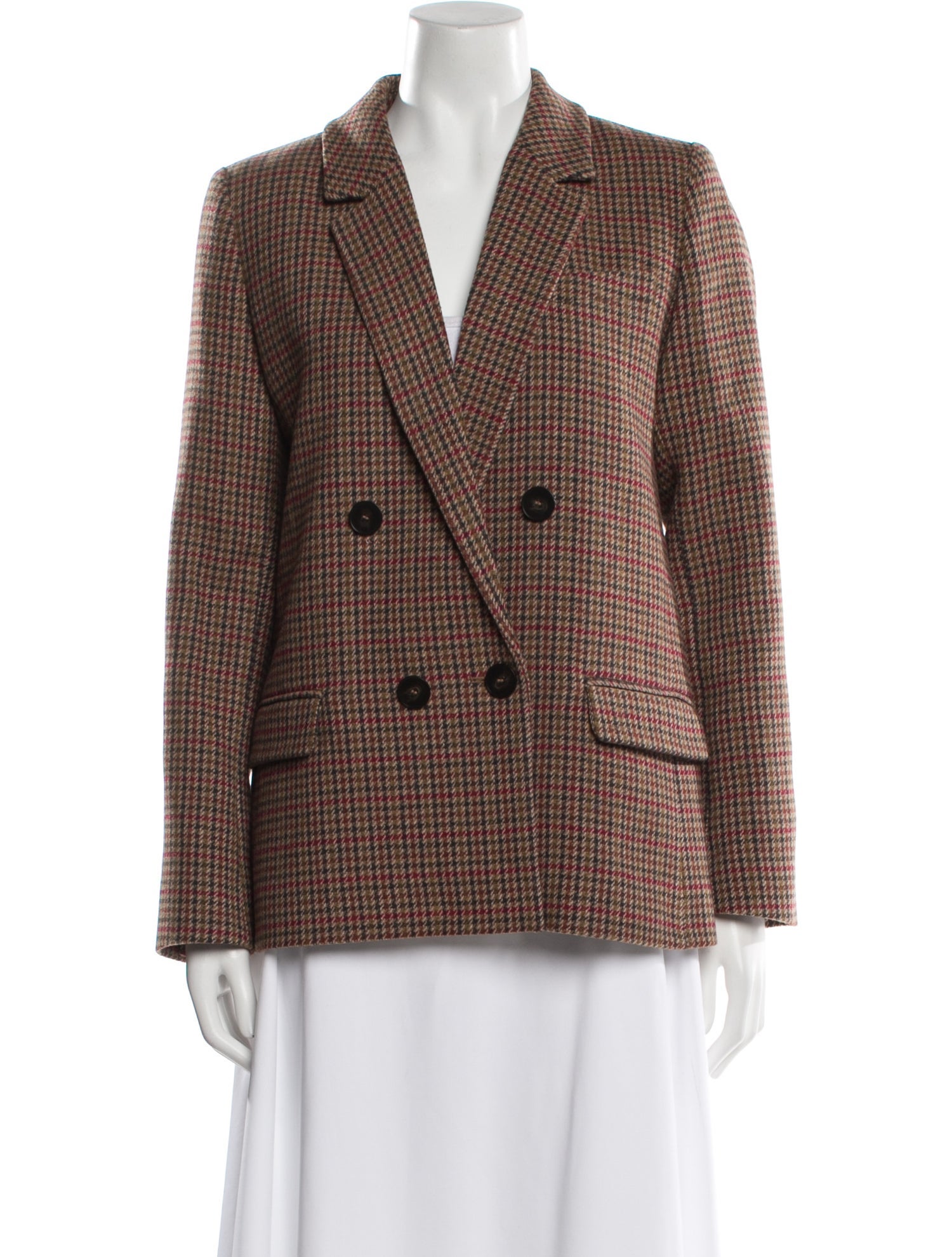 Sézane Wool Plaid Print Blazer