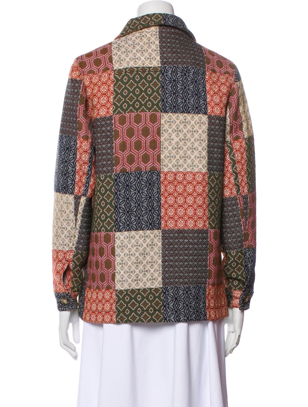 Sézane Utility Jacket Printed Pointed Collar Slit… - image 3