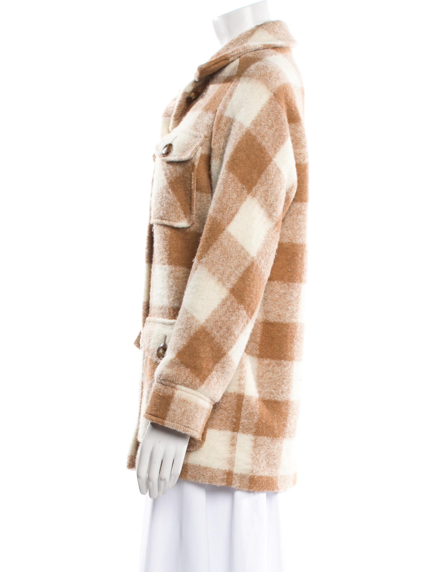 Sézane Wool Plaid Print Coat