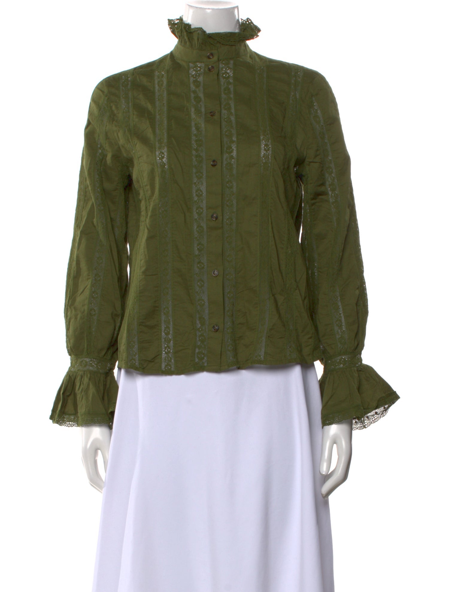 Sézane Mock Neck Long Sleeve Blouse