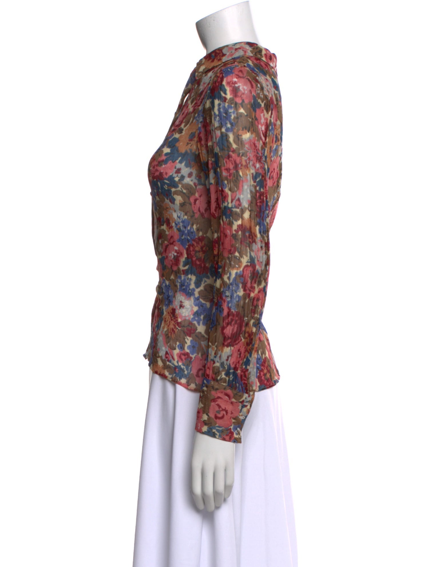 Sézane Floral Print Mock Neck Blouse