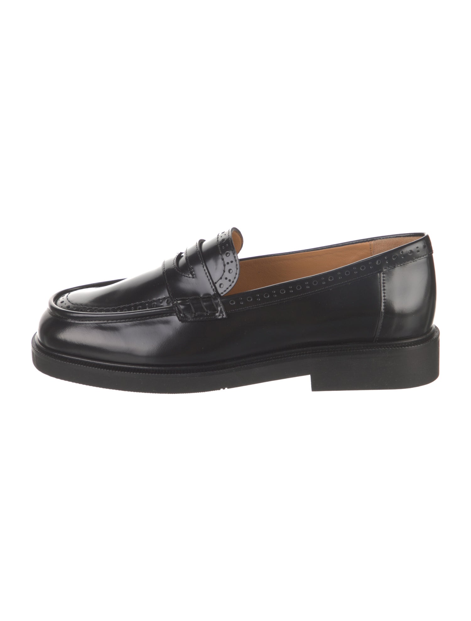 Sézane Patent Leather Chain-Link Accents Loafers