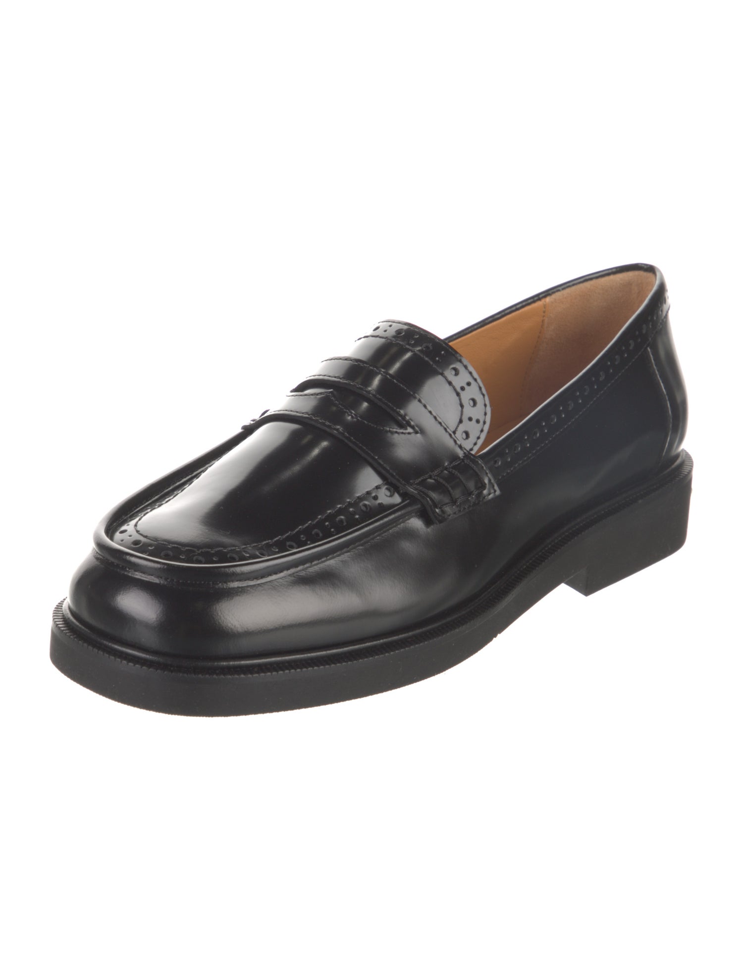 Sézane Patent Leather Chain-Link Accents Loafers