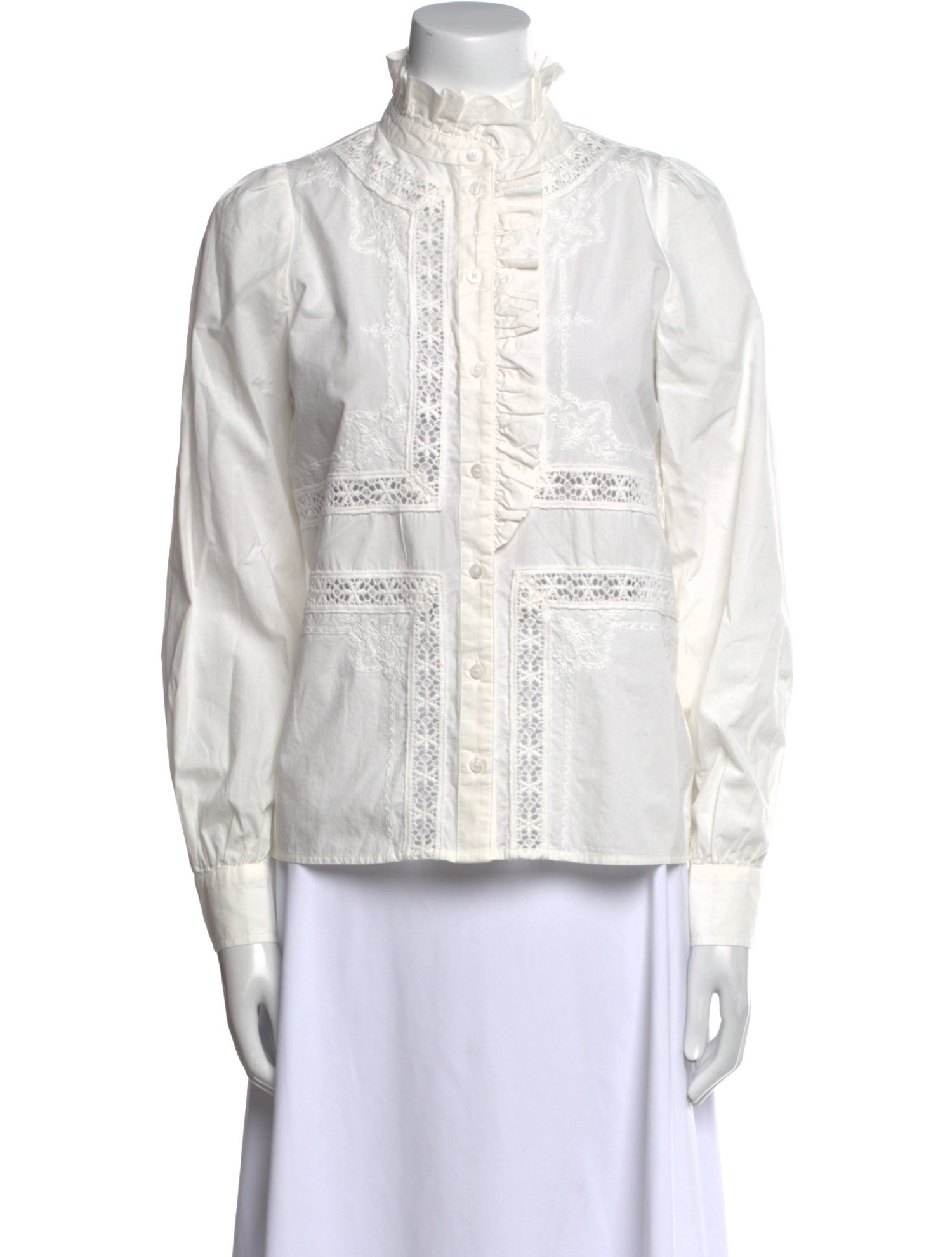 Sézane Mock Neck Long Sleeve Blouse
