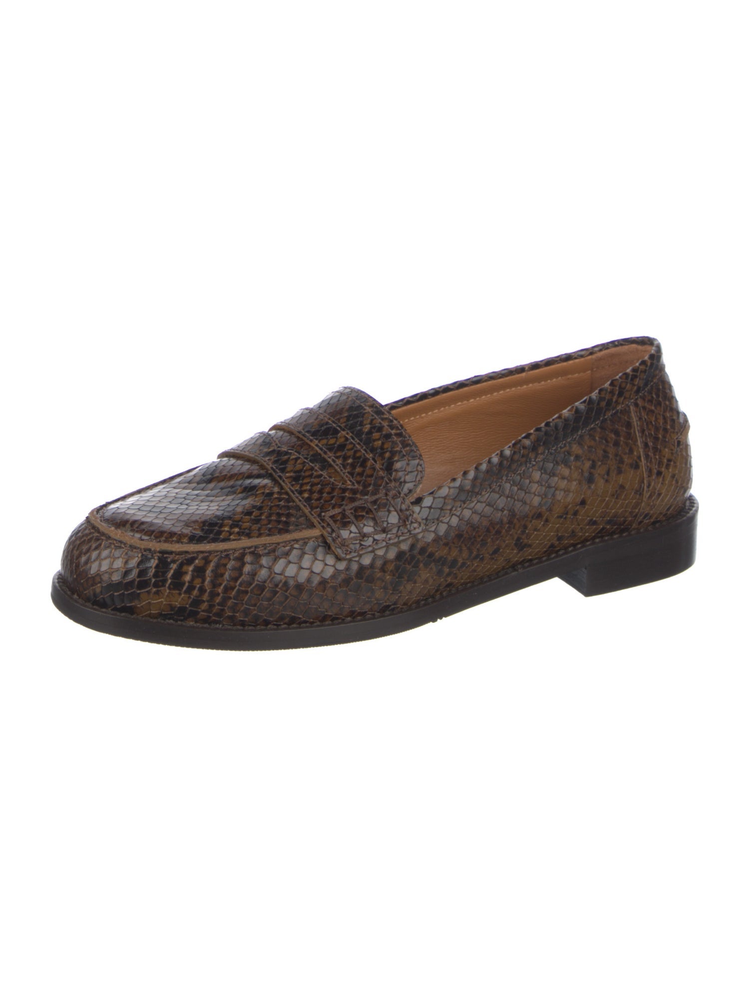 Sézane Leather Animal Print Loafers