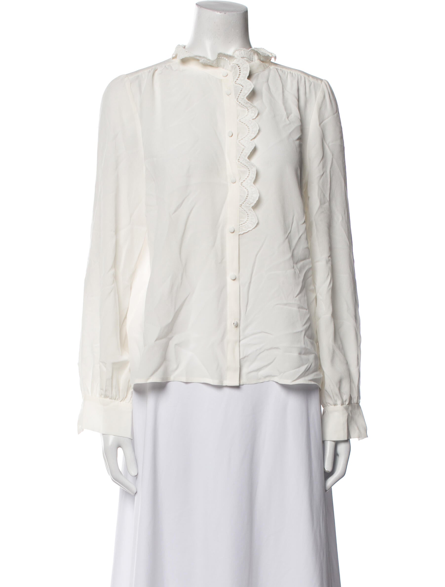 Sézane Silk Mock Neck Blouse