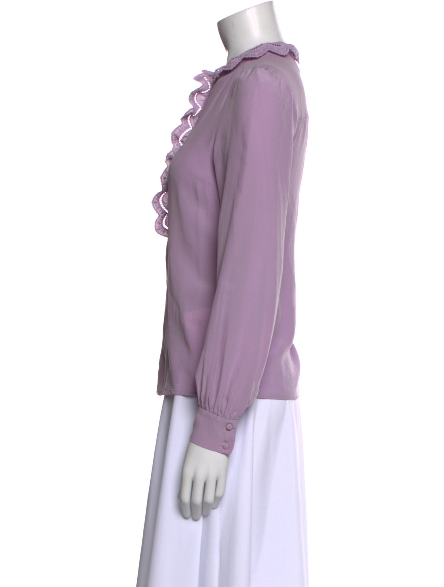 Sézane Silk Mock Neck Button-Up Top