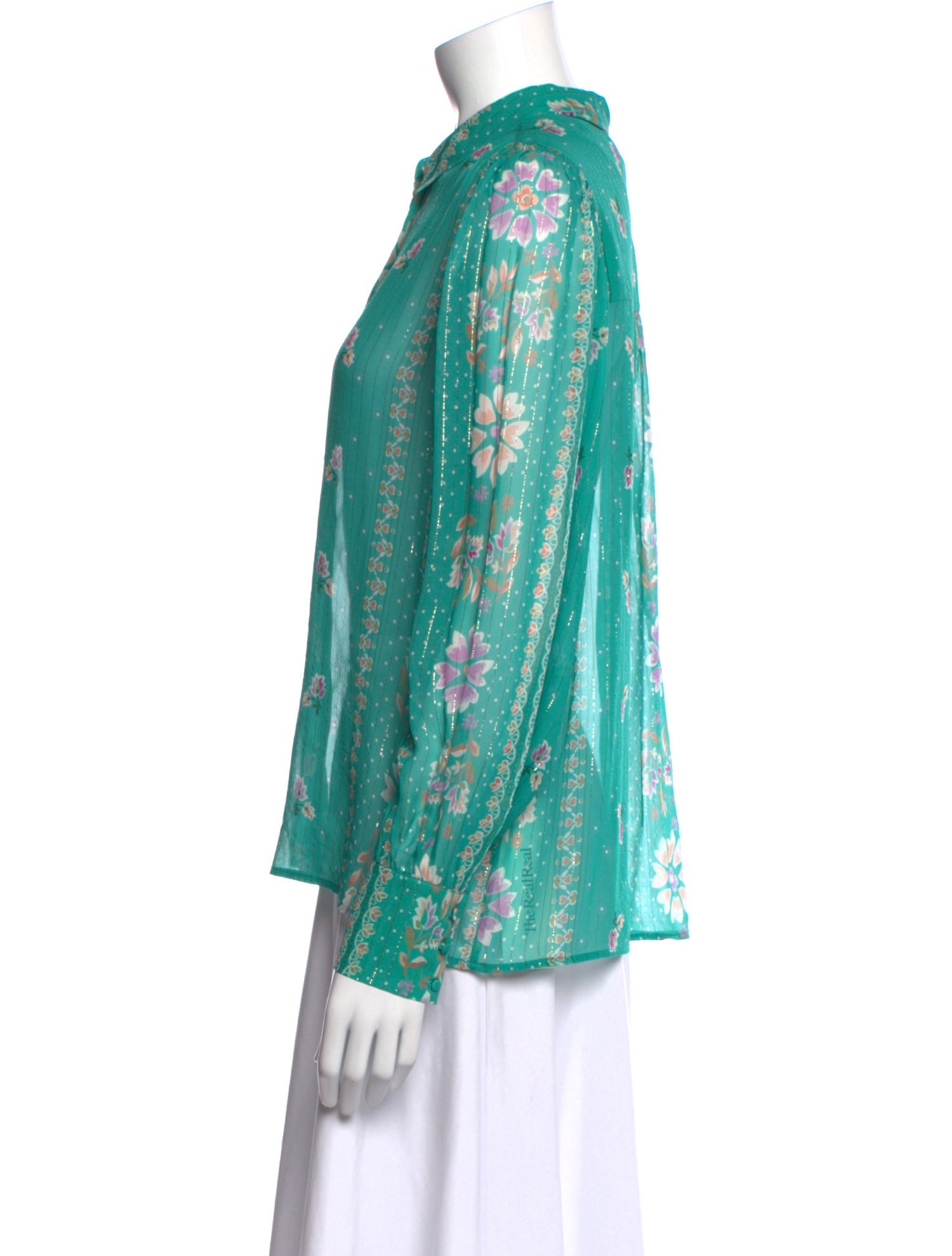 Sézane Silk Floral Print Button-Up Top