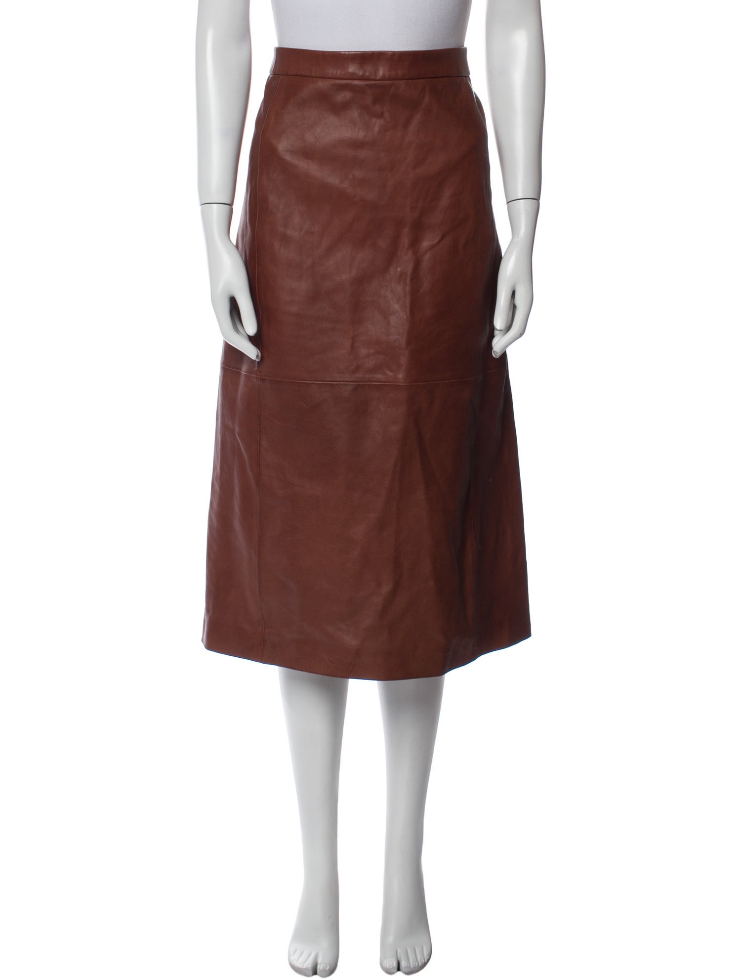 Sézane Lamb Leather Midi Length Skirt