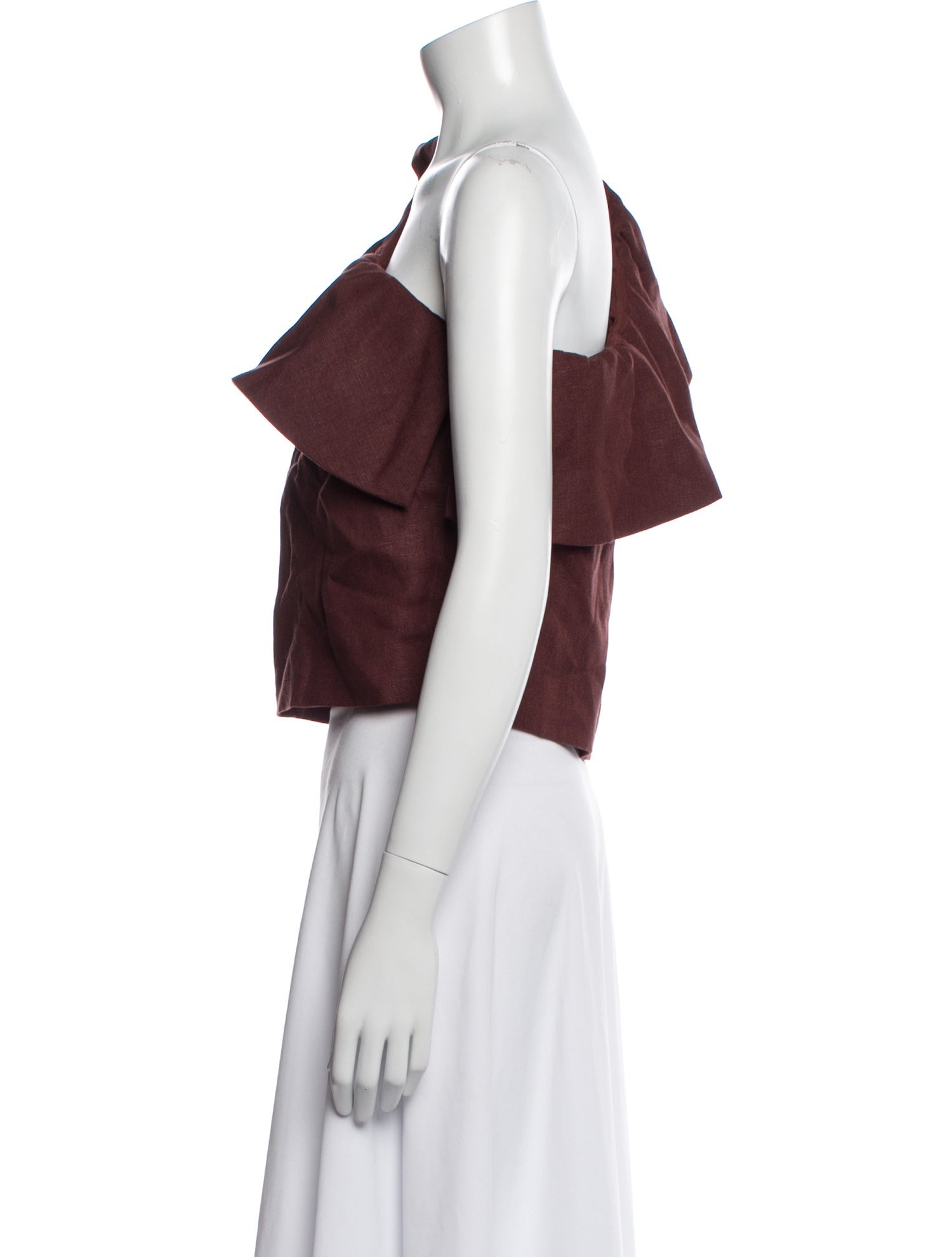 Sézane Linen One-Shoulder Crop Top