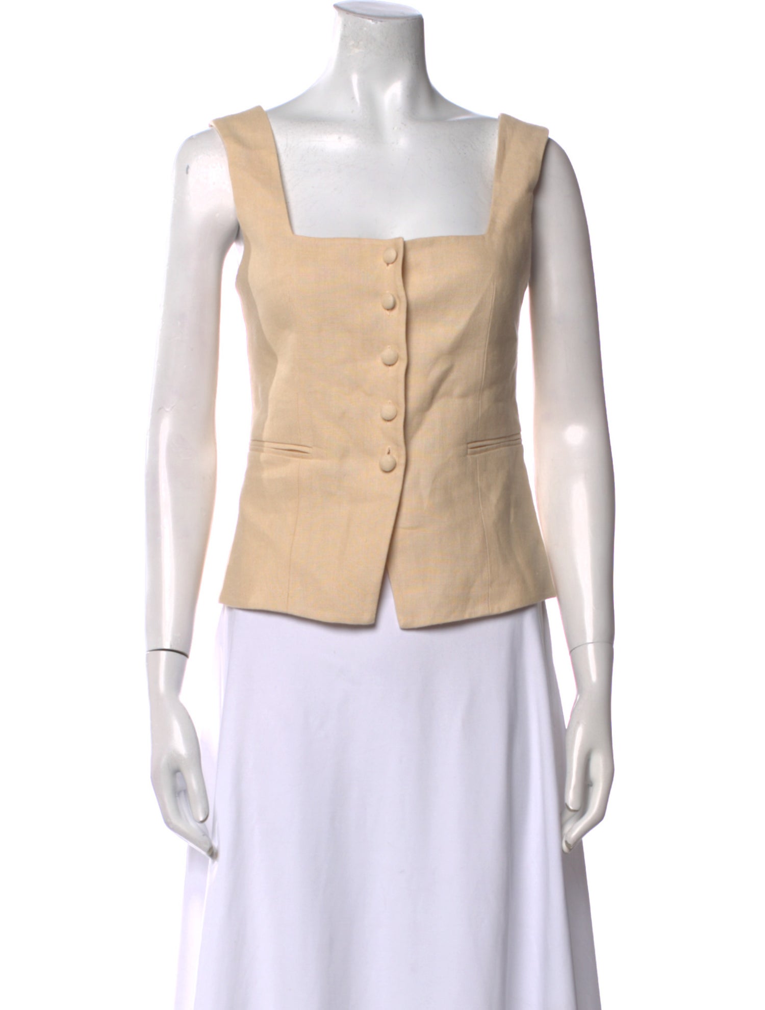 Sézane Linen Square Neckline Crop Top