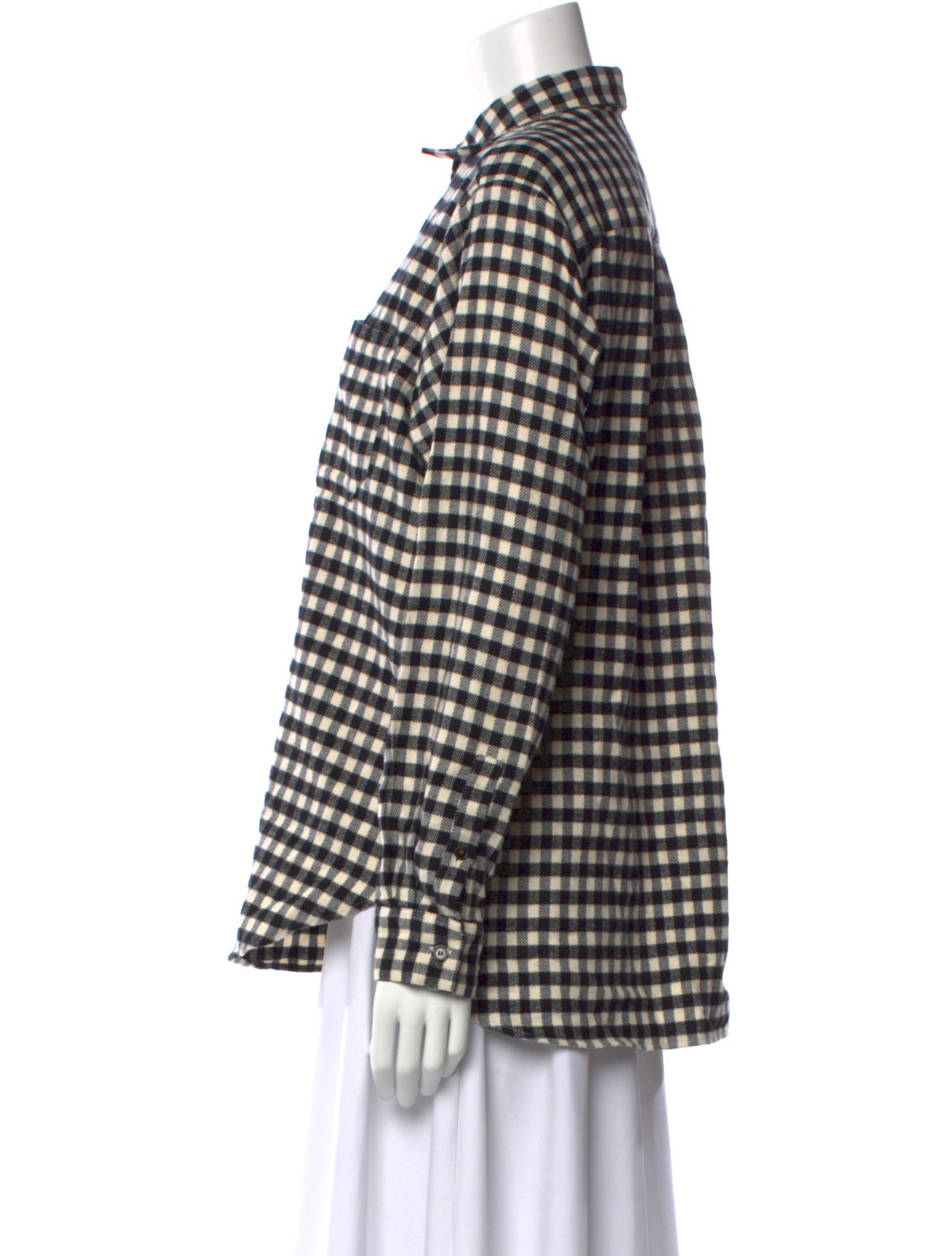 Sézane Plaid Print Long Sleeve Button-Up Top