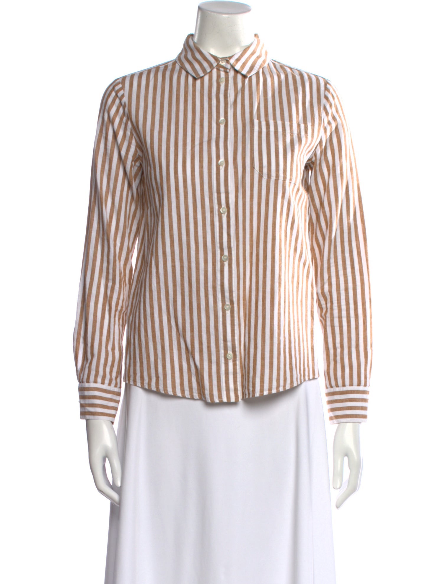 Sézane Striped Long Sleeve Button-Up Top