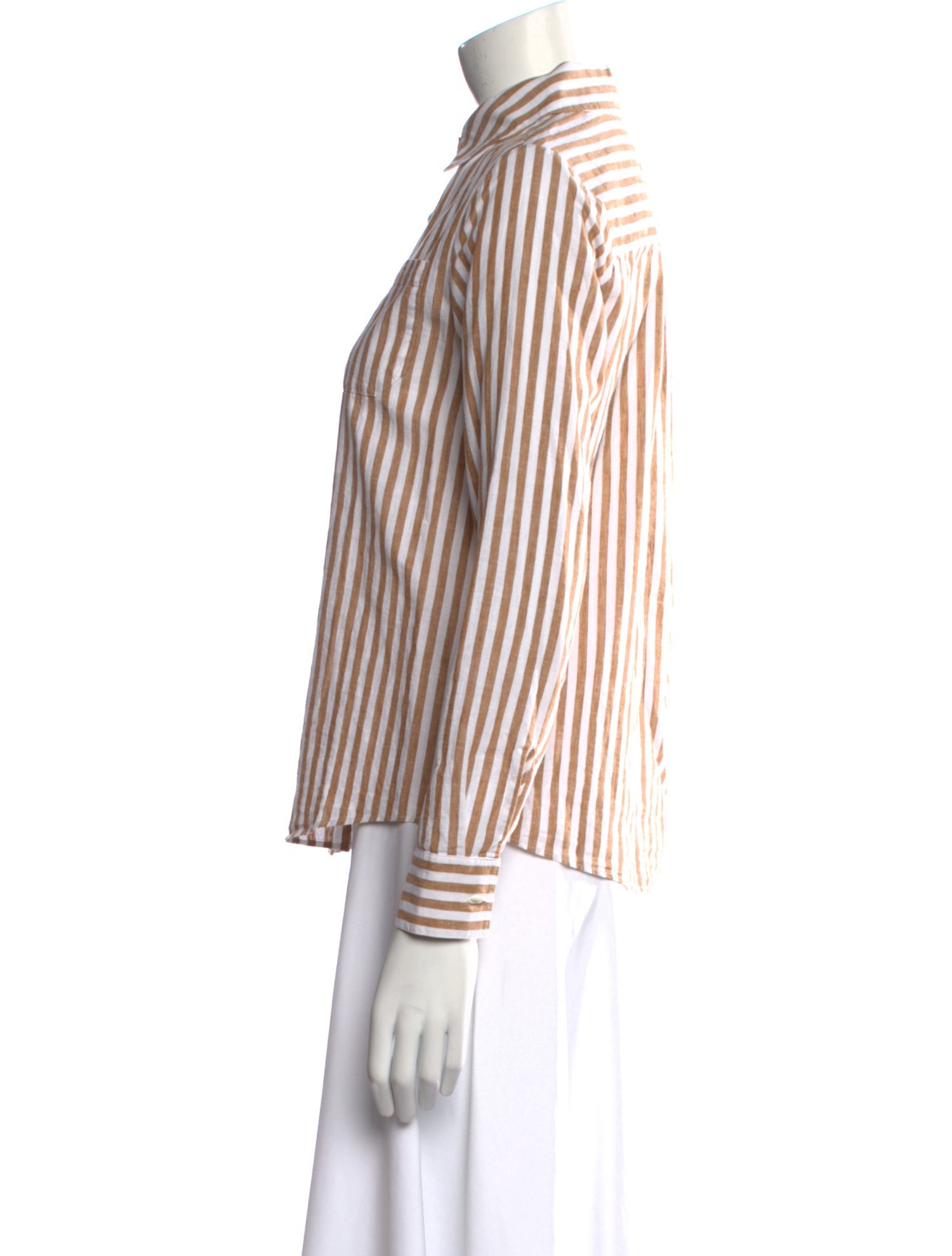 Sézane Striped Long Sleeve Button-Up Top