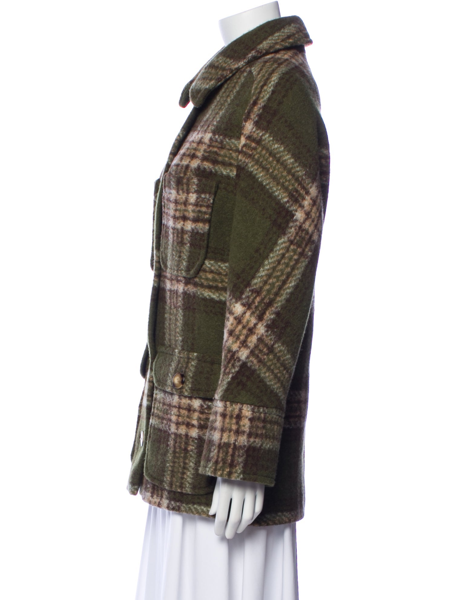 Sézane Wool Plaid Print Jacket