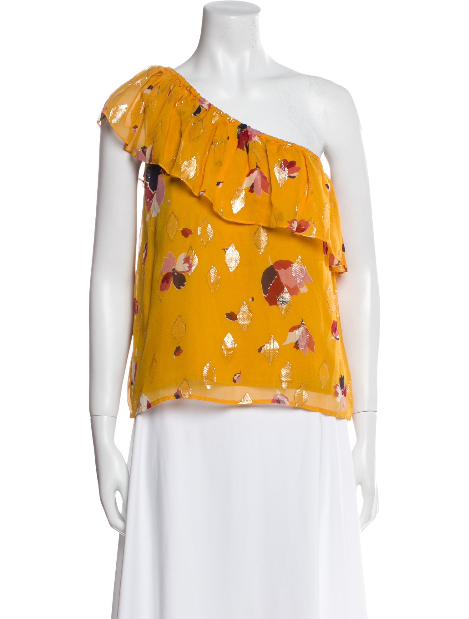 Sézane Silk Floral Print Top