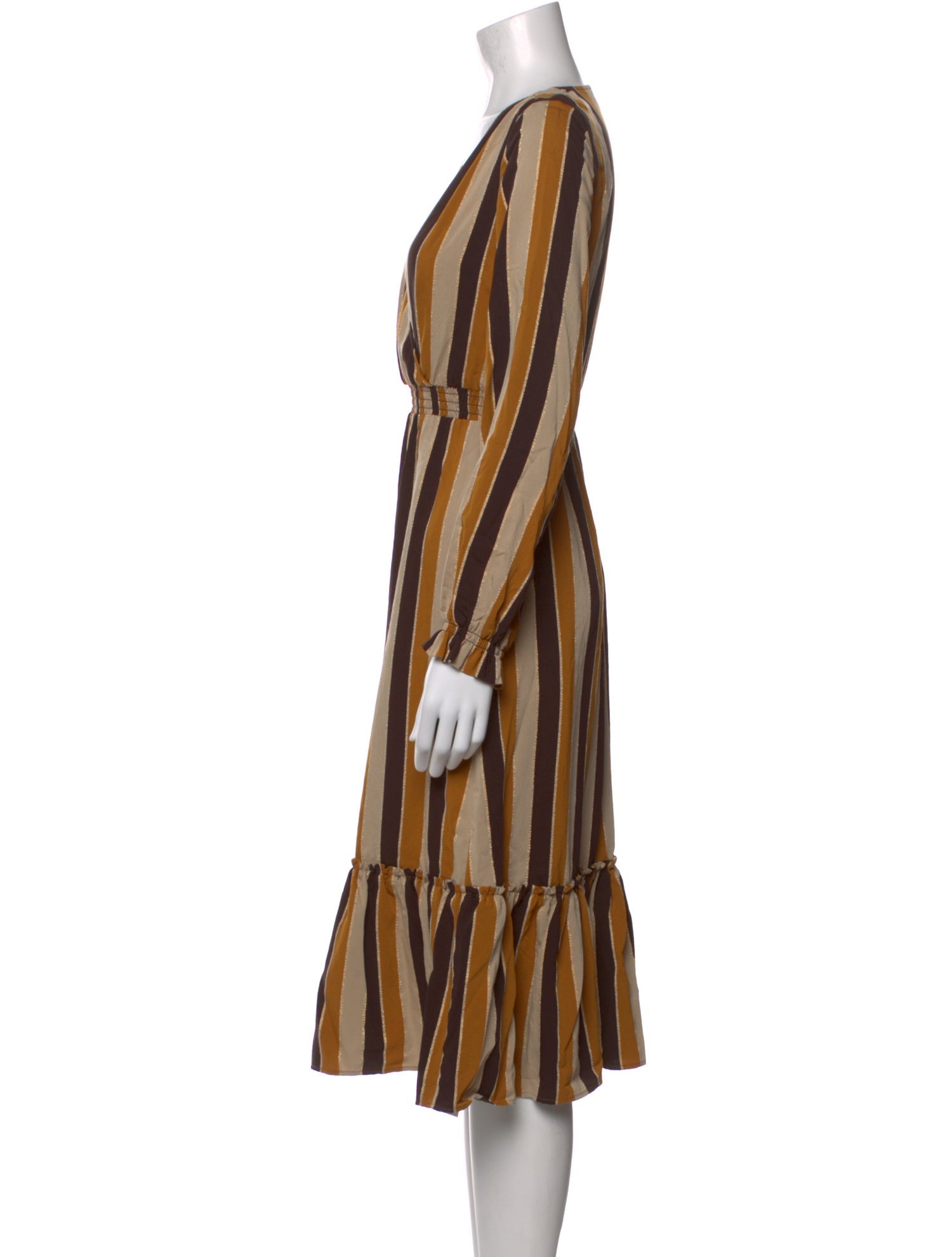 Sézane Striped Midi Length Dress