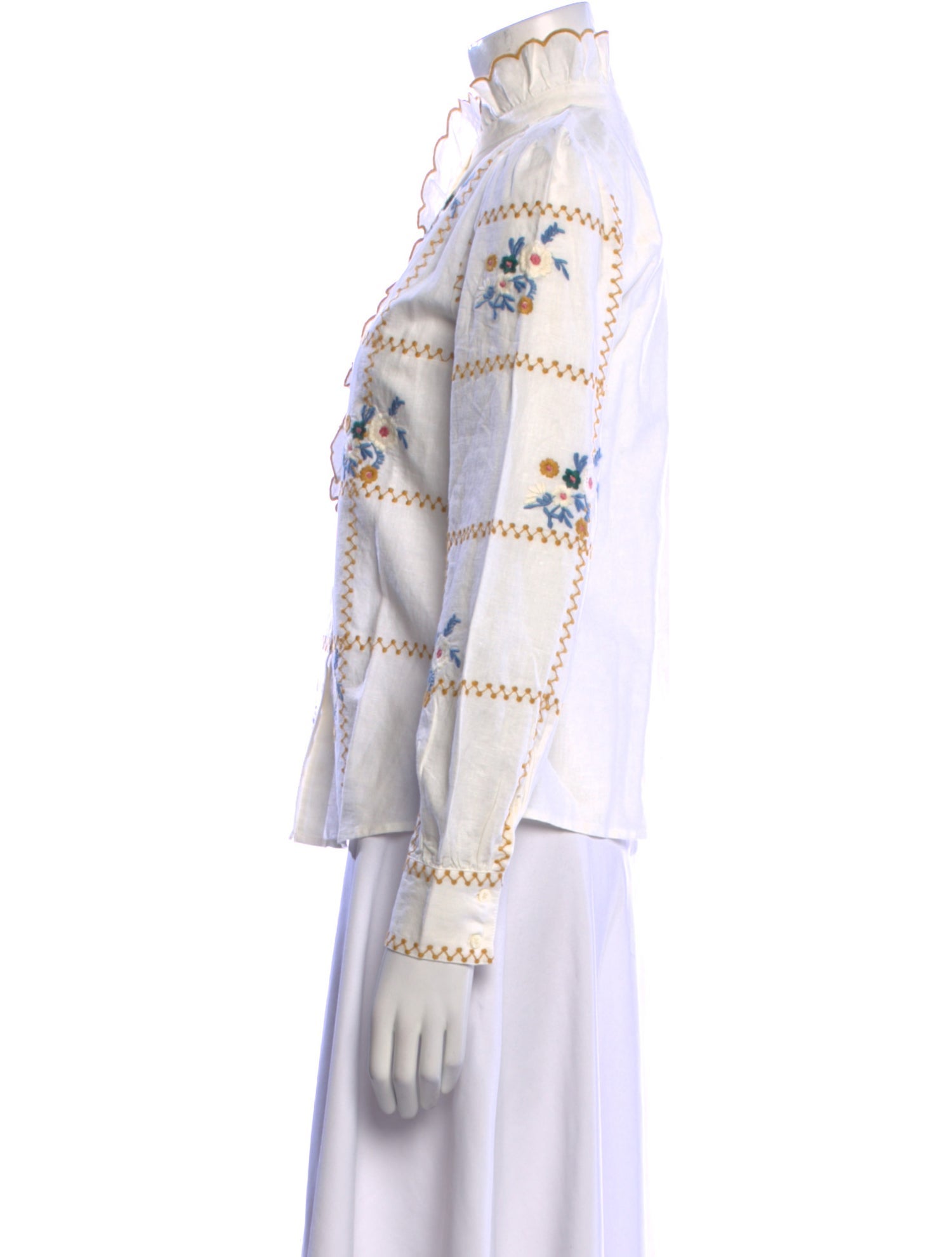 Sézane Floral Print Mock Neck Blouse