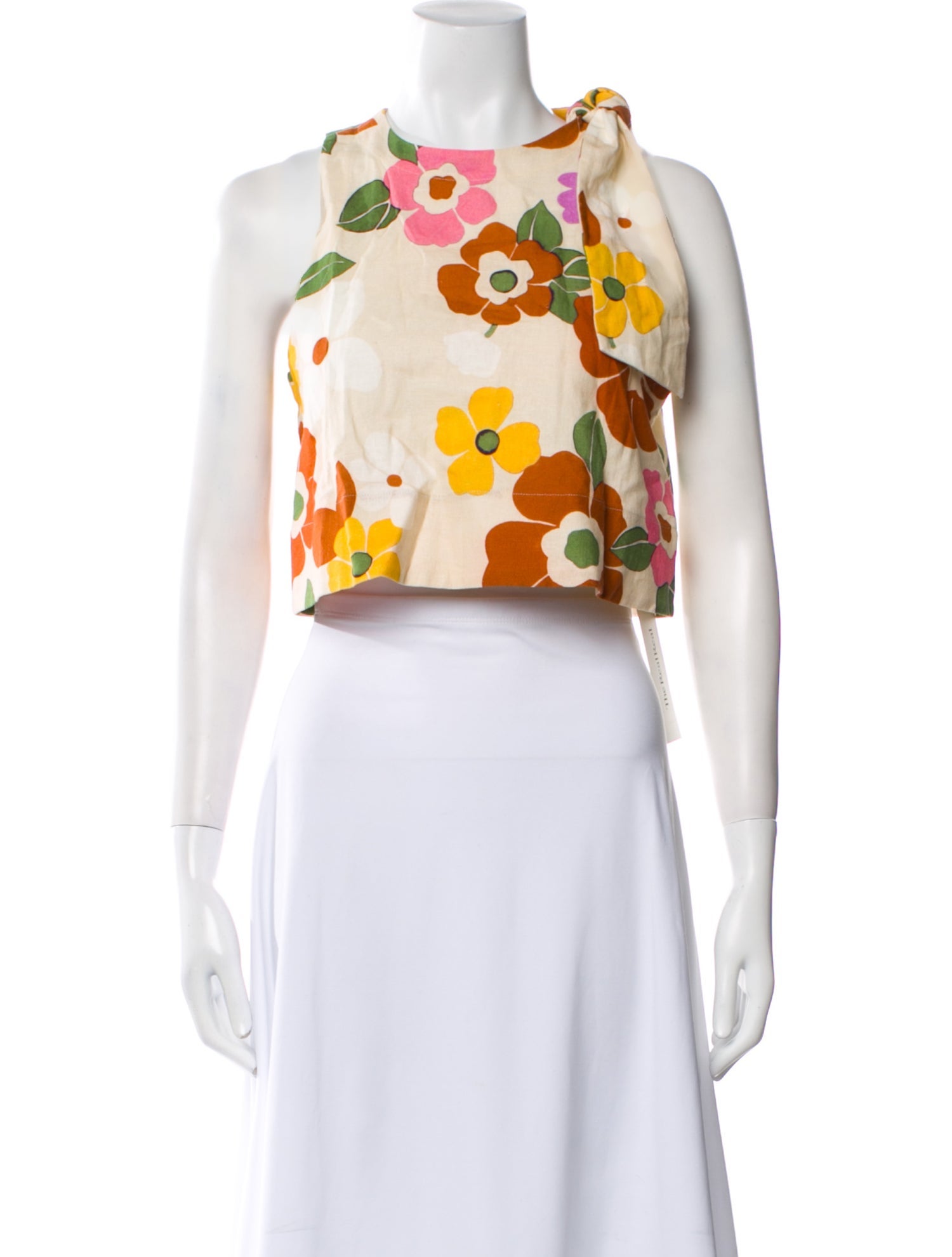 Sézane Floral Print Crew Neck Crop Top w/ Tags