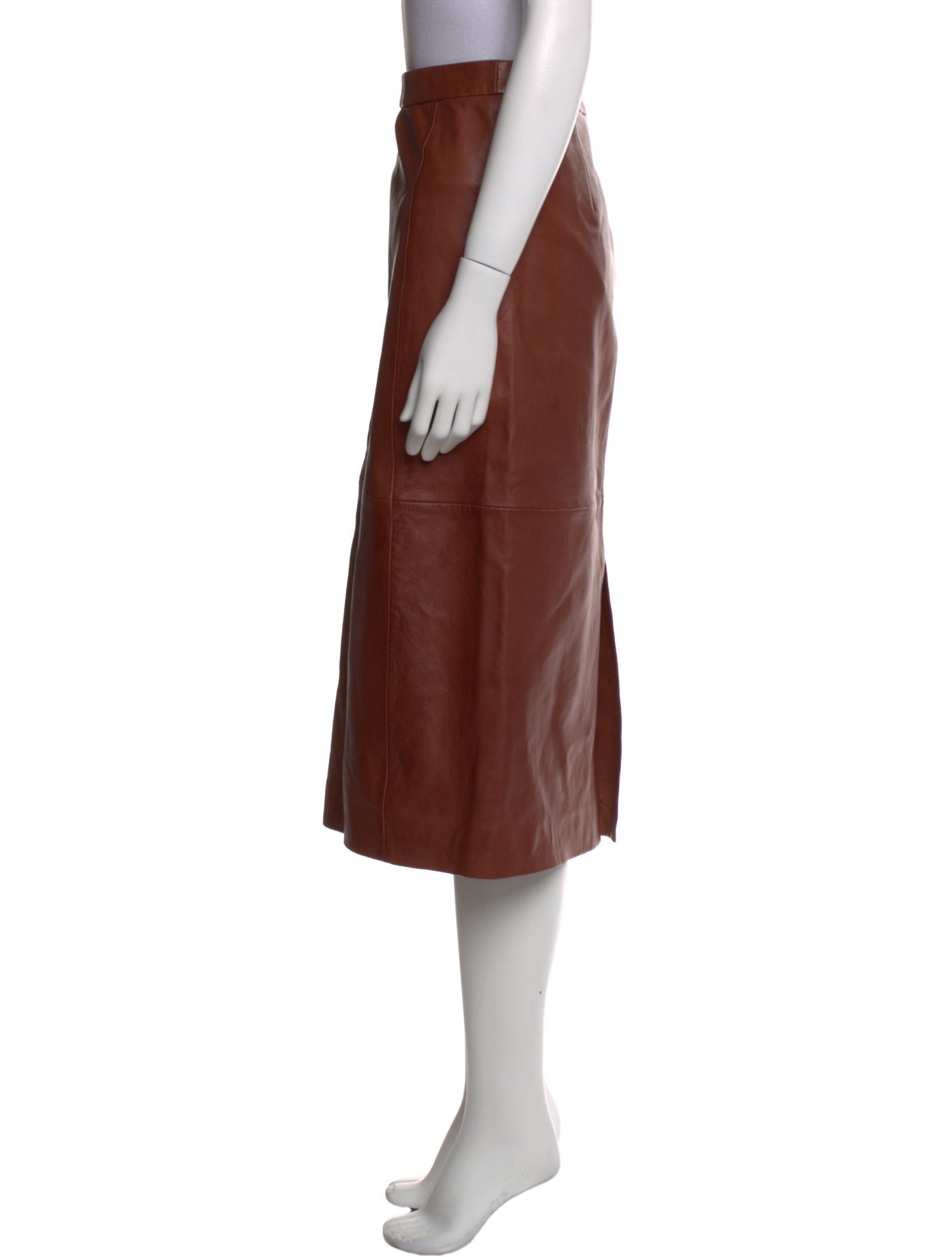 Sézane Lamb Leather Midi Length Skirt