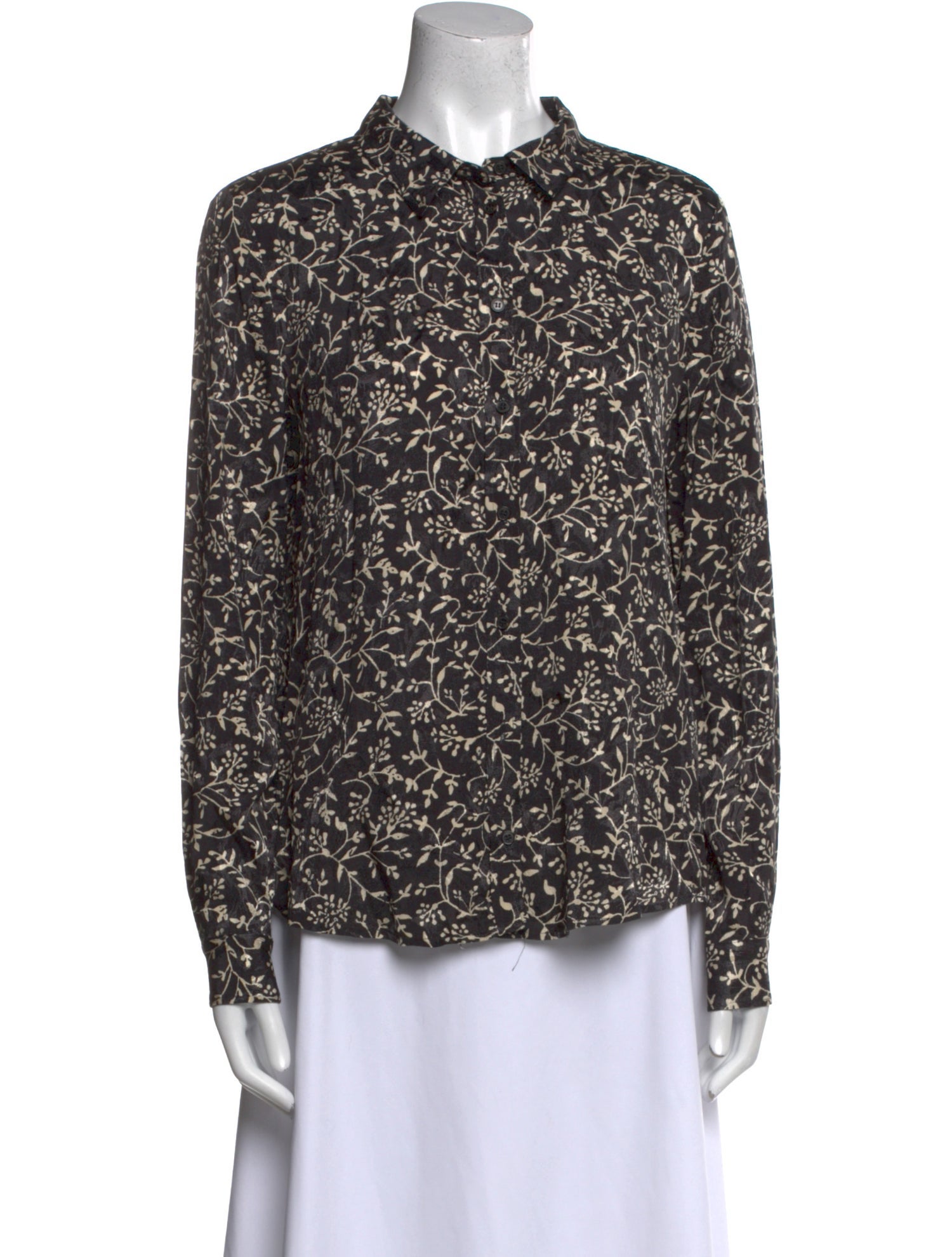 Sézane Printed Mock Neck Blouse