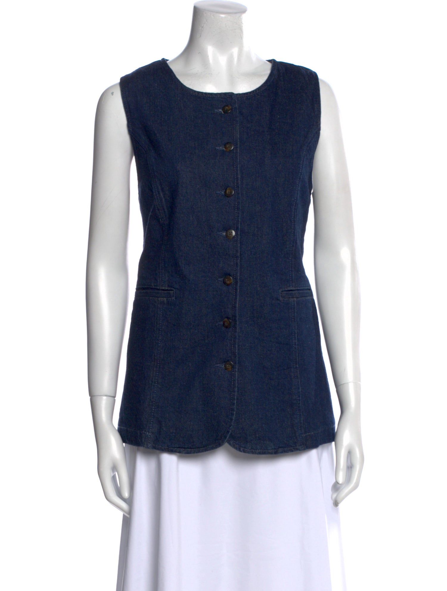 Sézane Scoop Neck Sleeveless Button-Up Top