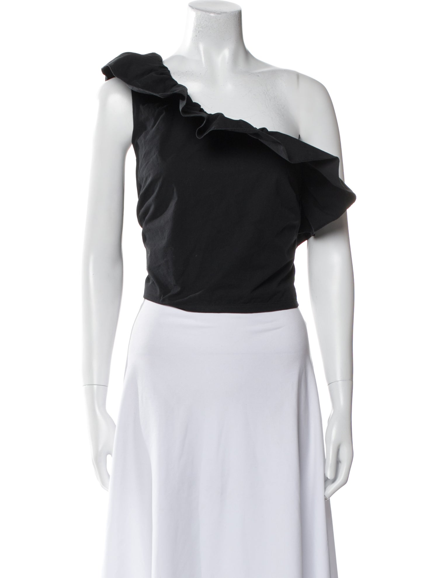 Sézane Asymmetrical Short Sleeve Crop Top