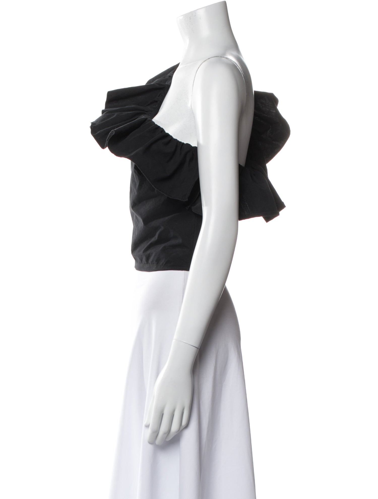 Sézane Asymmetrical Short Sleeve Crop Top