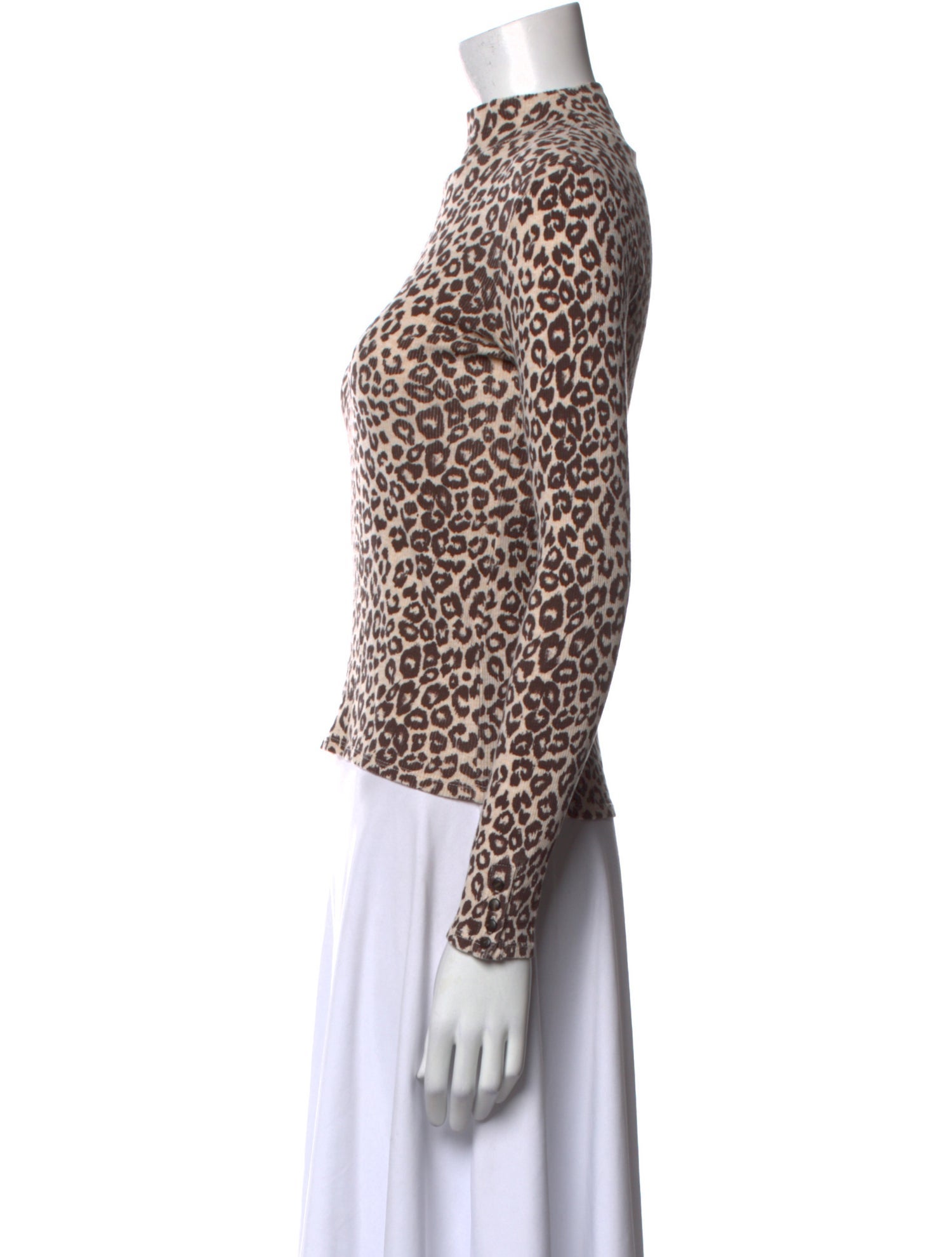 Sézane Animal Print Mock Neck Top
