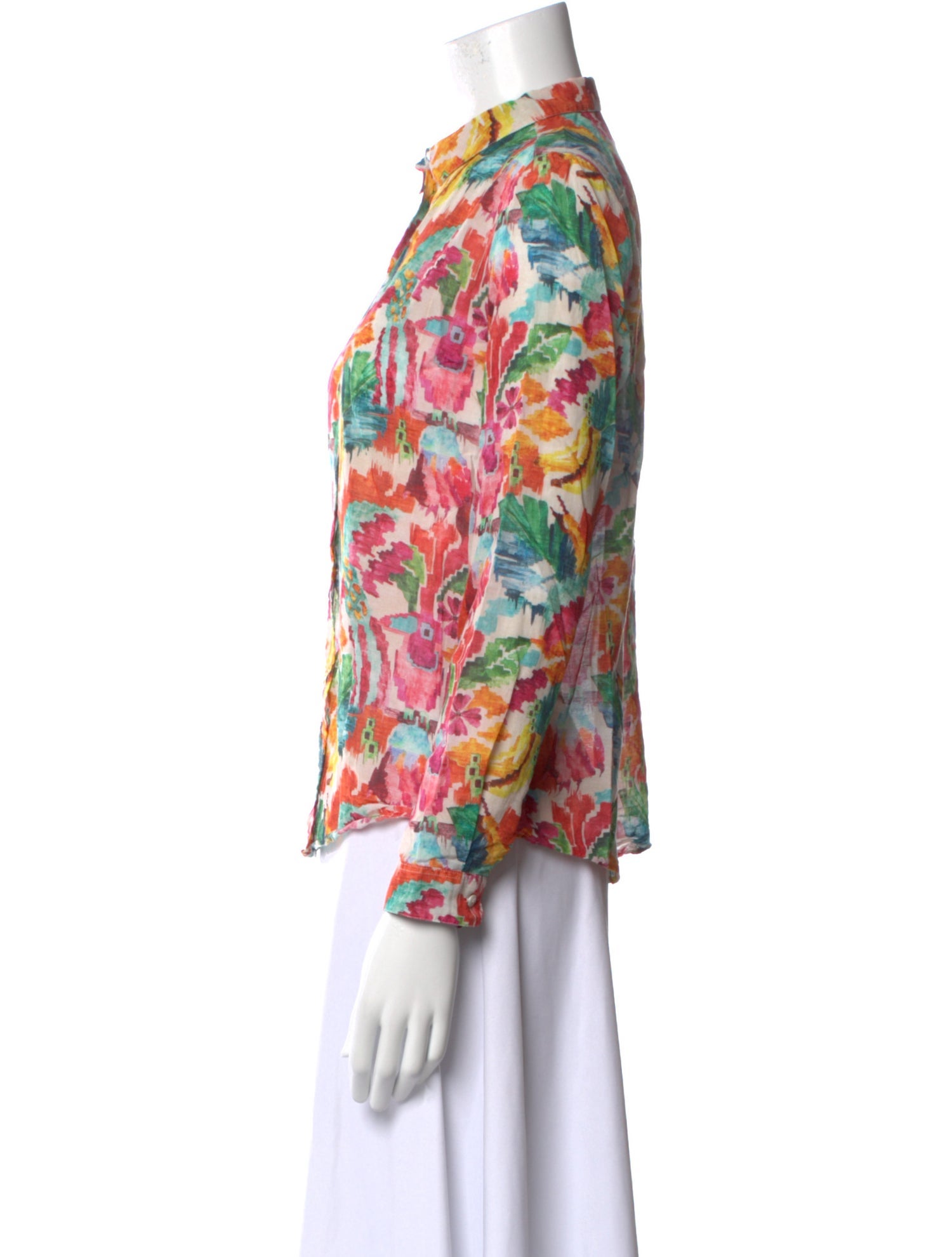 Sézane Floral Print Long Sleeve Button-Up Top