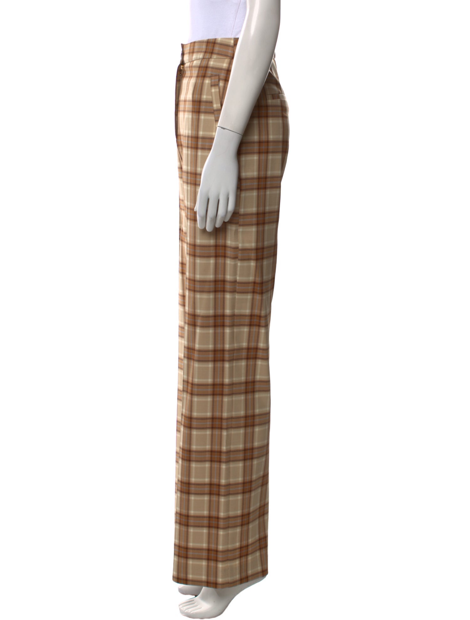 Sézane Plaid Print Wide Leg Pants