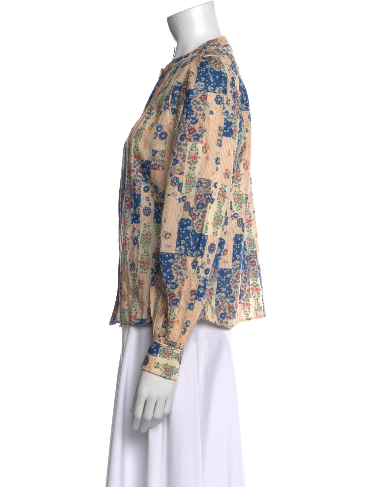 Sézane Floral Print Crew Neck Blouse