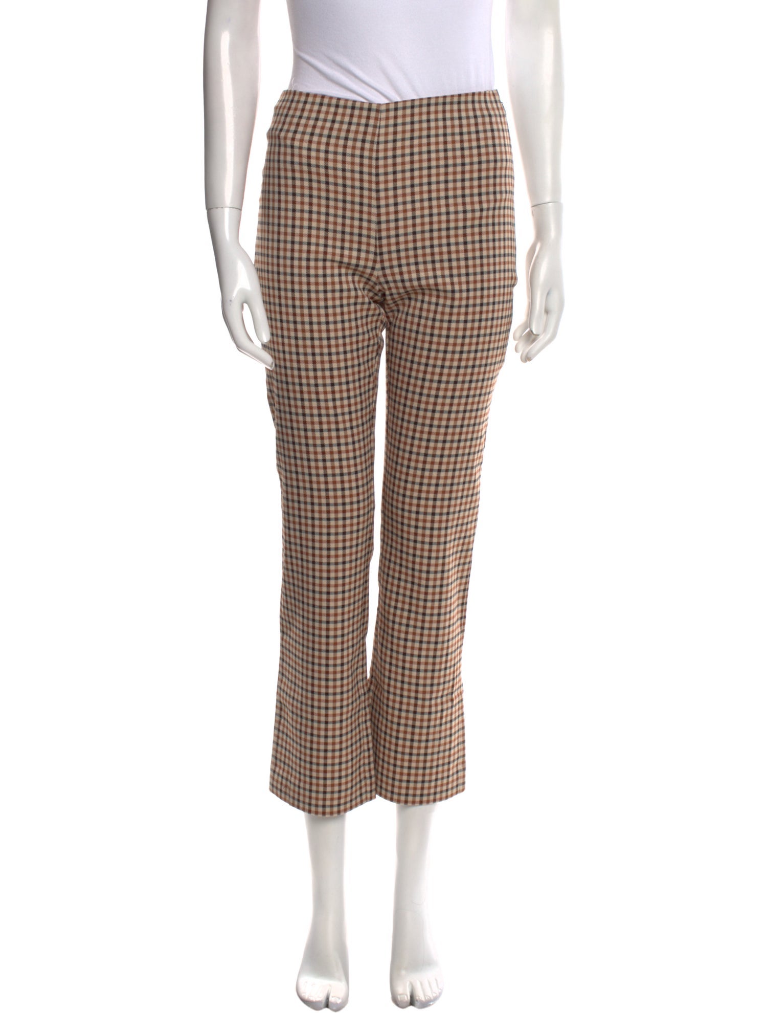 Sézane Plaid Print Straight Leg Pants