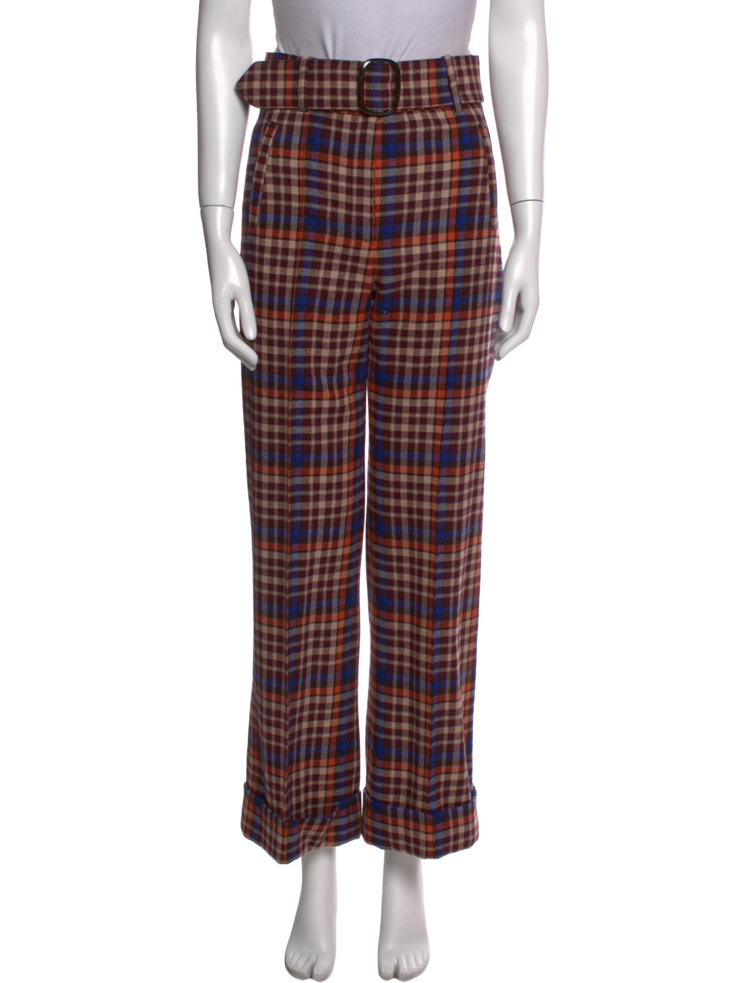 Sézane Plaid Print Wide Leg Pants