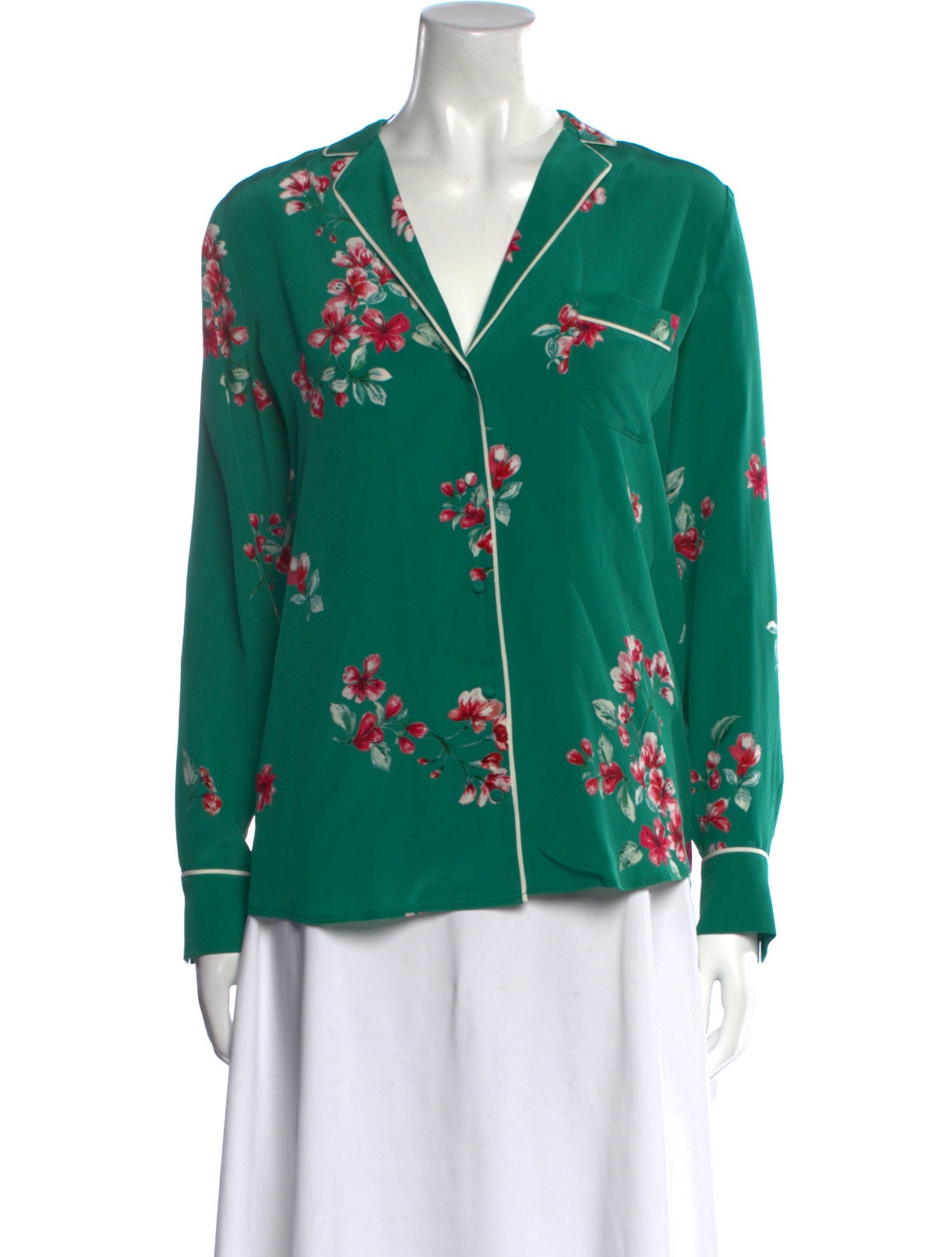 Sézane Silk Floral Print Blouse