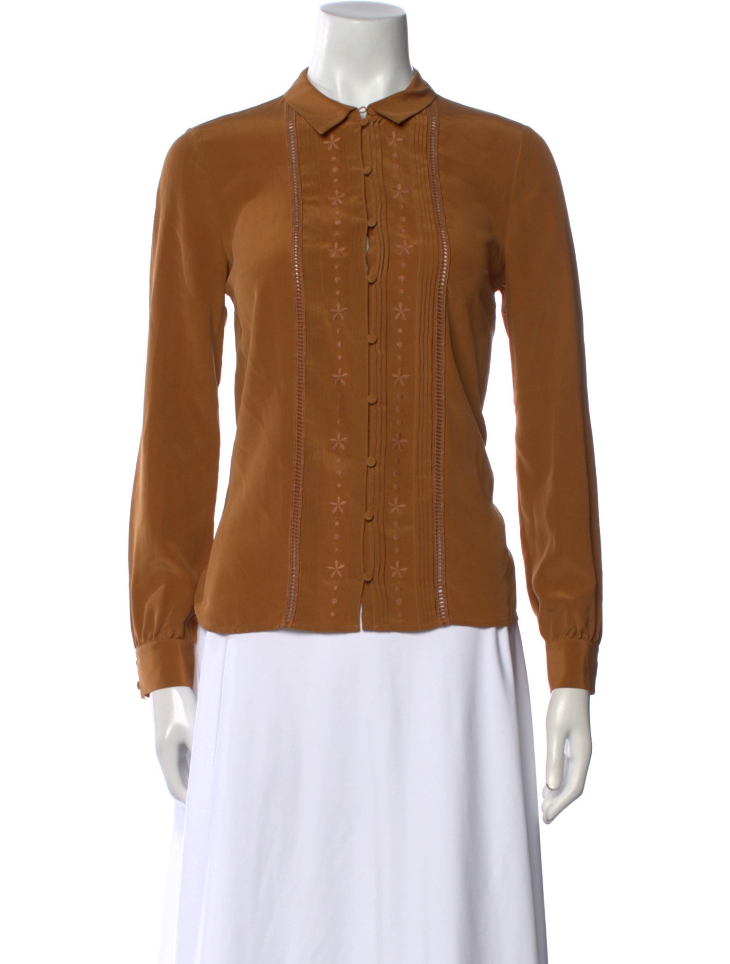 Sézane Silk Long Sleeve Button-Up Top