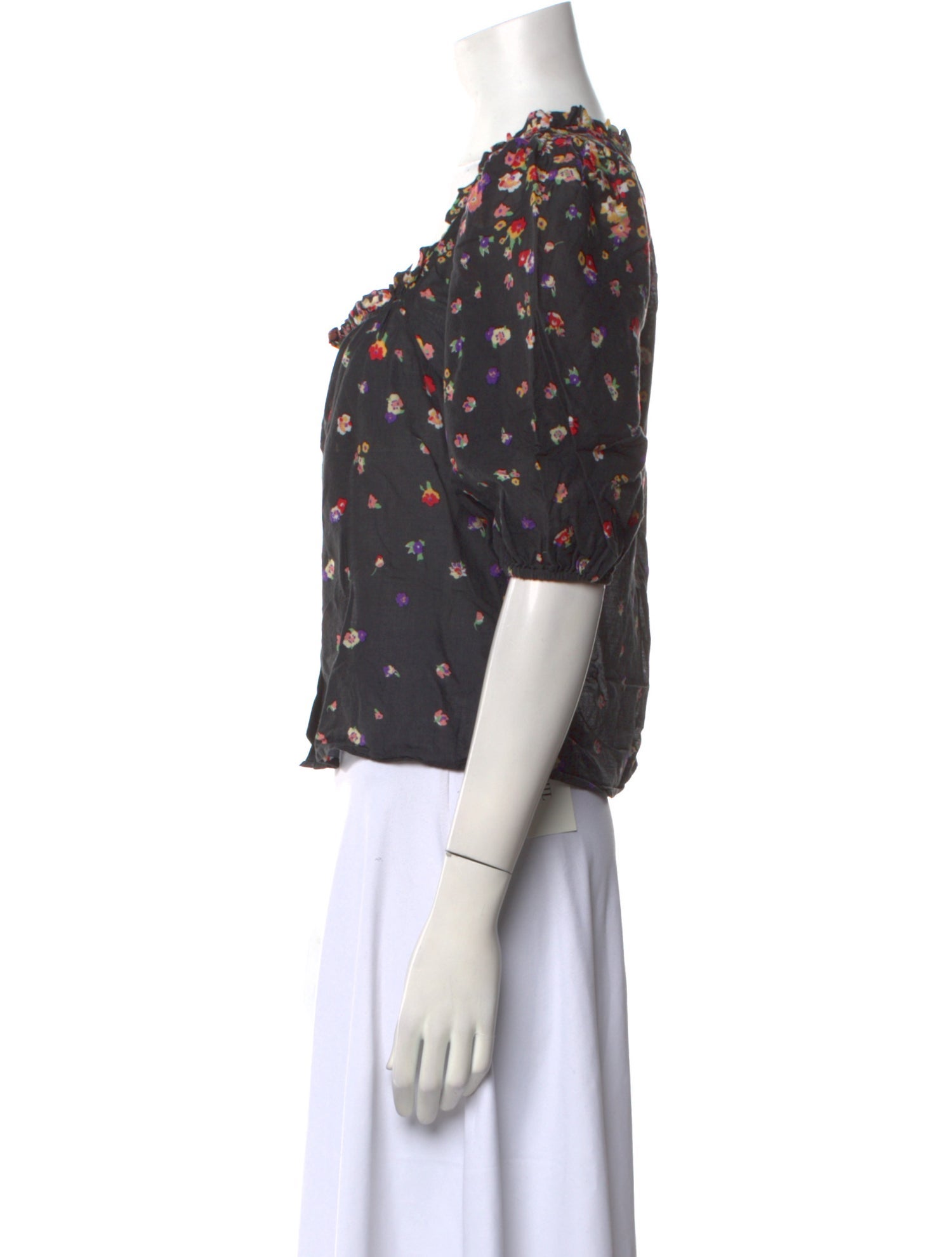 Sézane Floral Print Square Neckline Crop Top