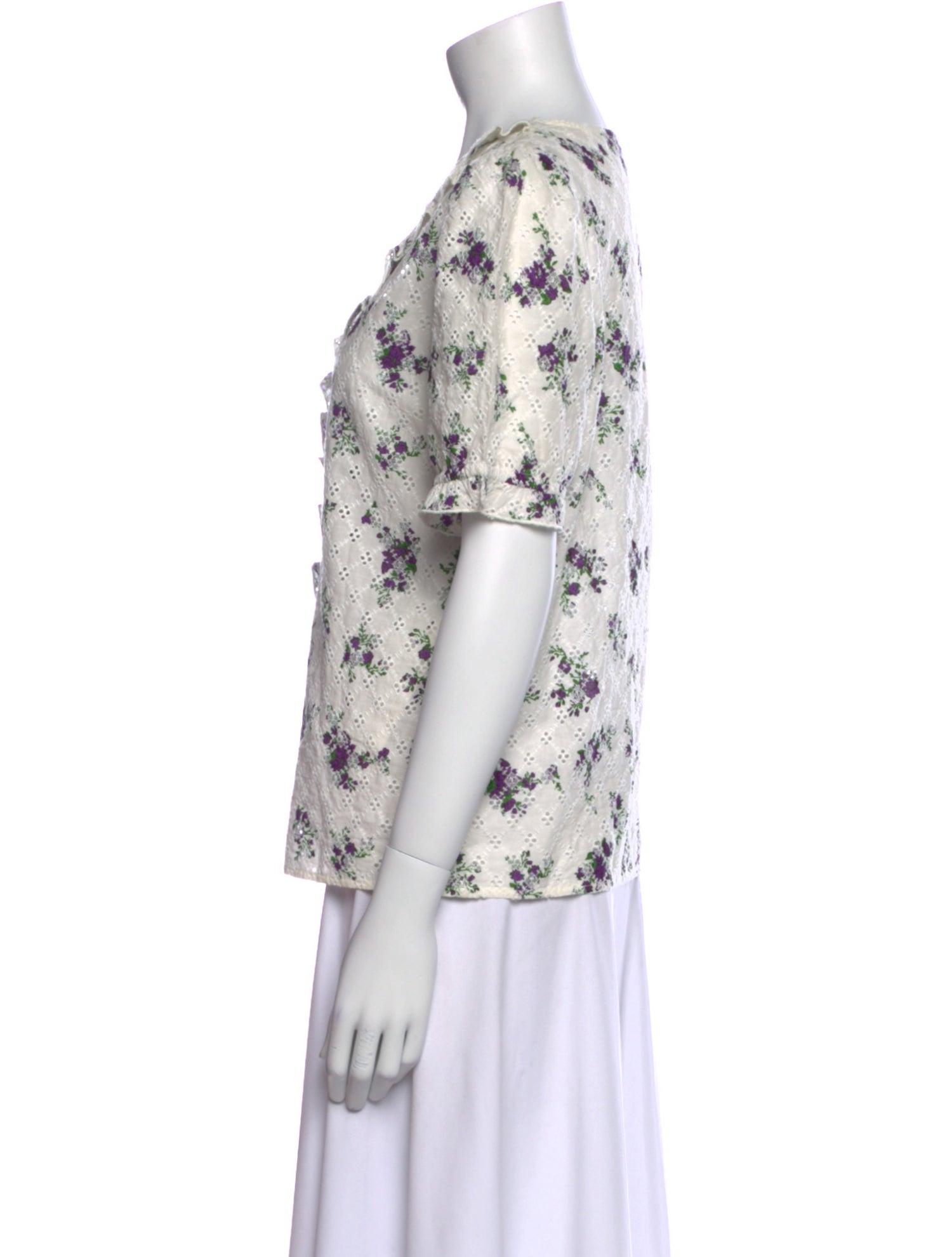 Sézane Floral Print V-Neck Blouse