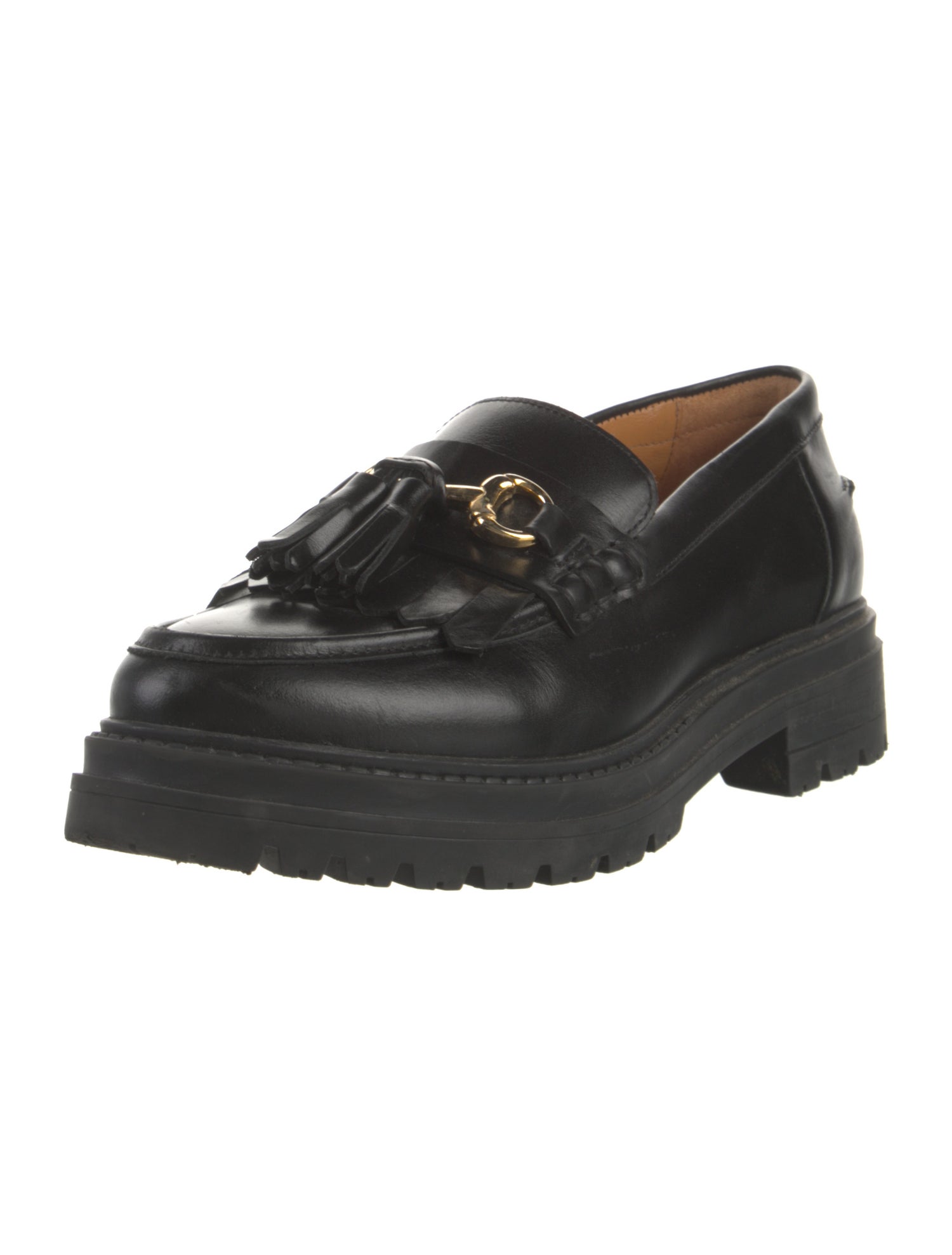 Sézane Leather Tassel Accents Loafers