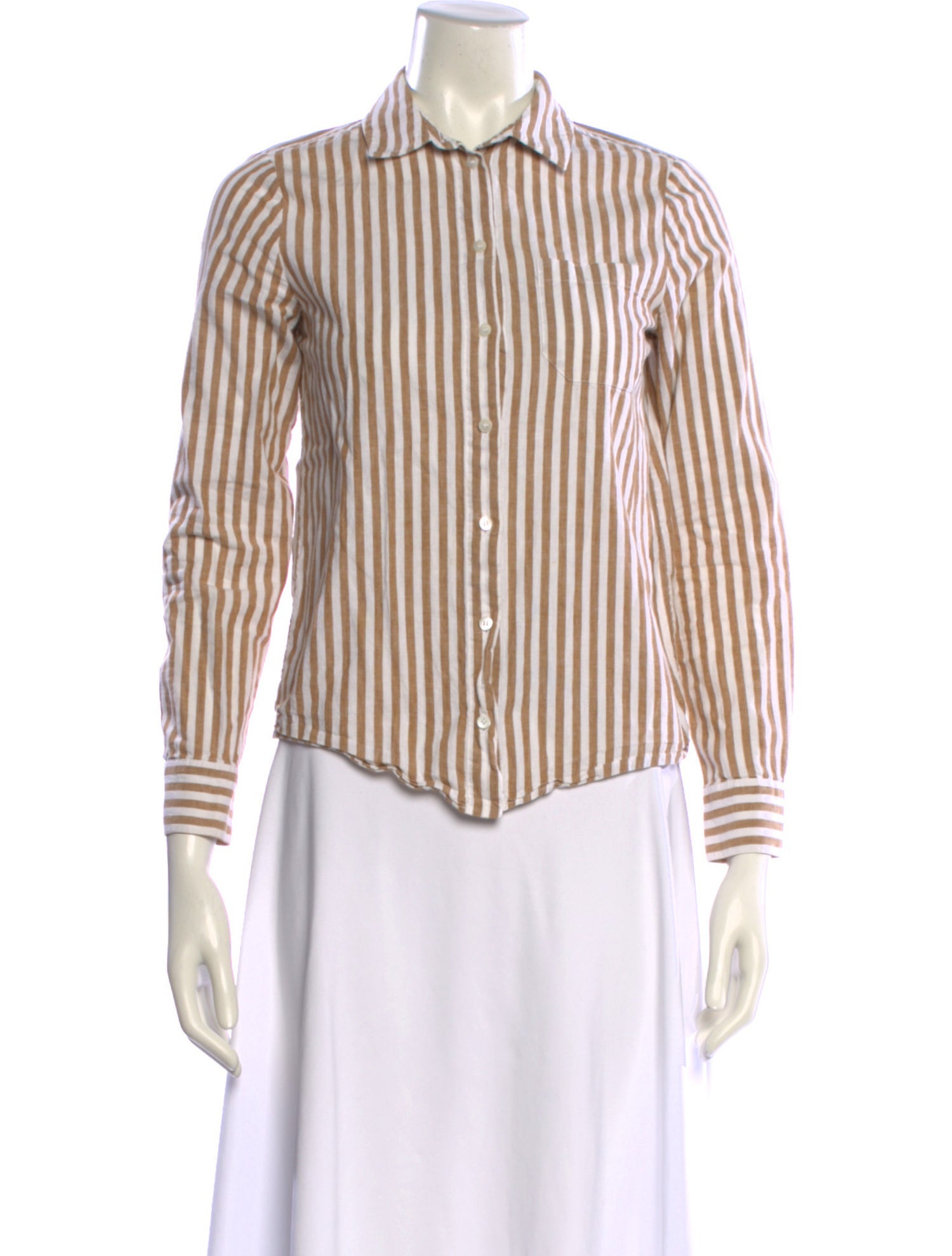 Sézane Striped Long Sleeve Button-Up Top