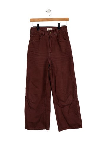 Pre-owned Sézane High-rise Wide Leg Jeans In Brown