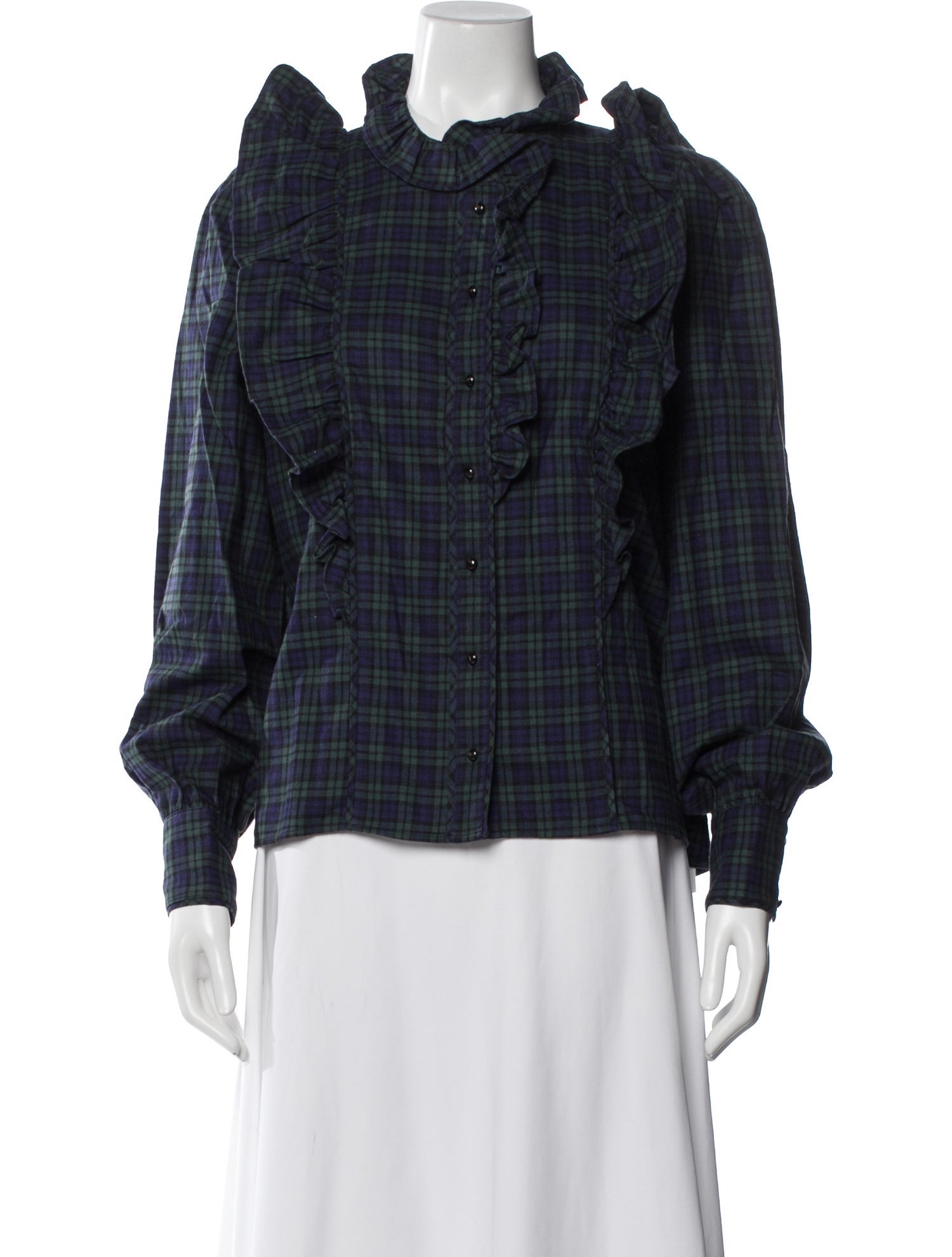 Sézane Plaid Print Long Sleeve Blouse