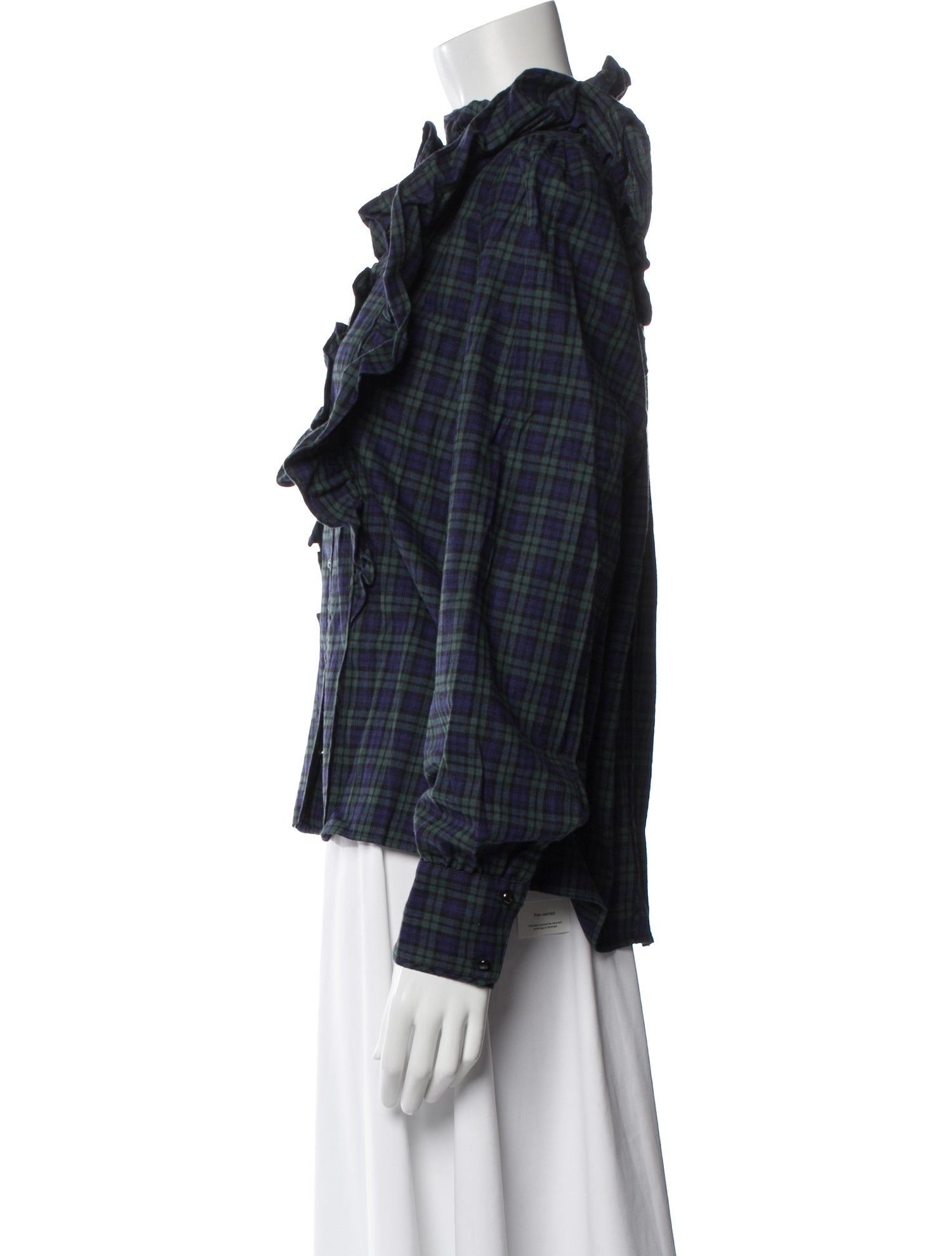 Sézane Plaid Print Long Sleeve Blouse