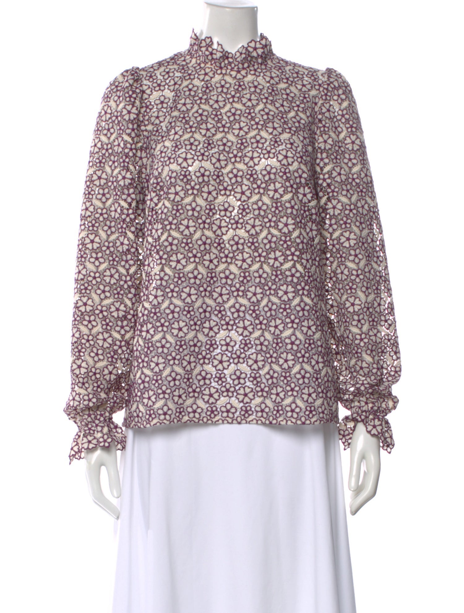 Sézane Floral Print Long Sleeve Blouse