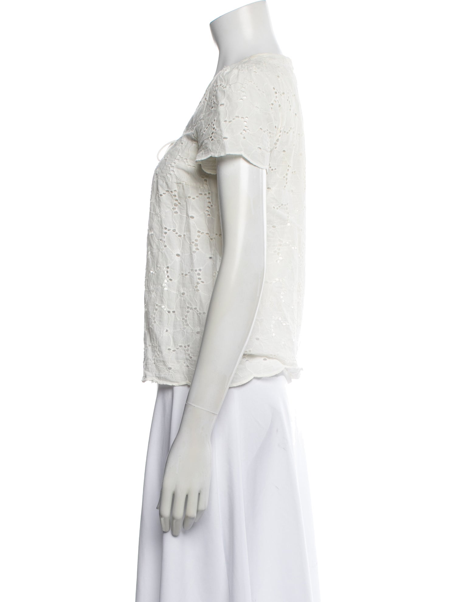 Sézane Lace Pattern V-Neck Blouse