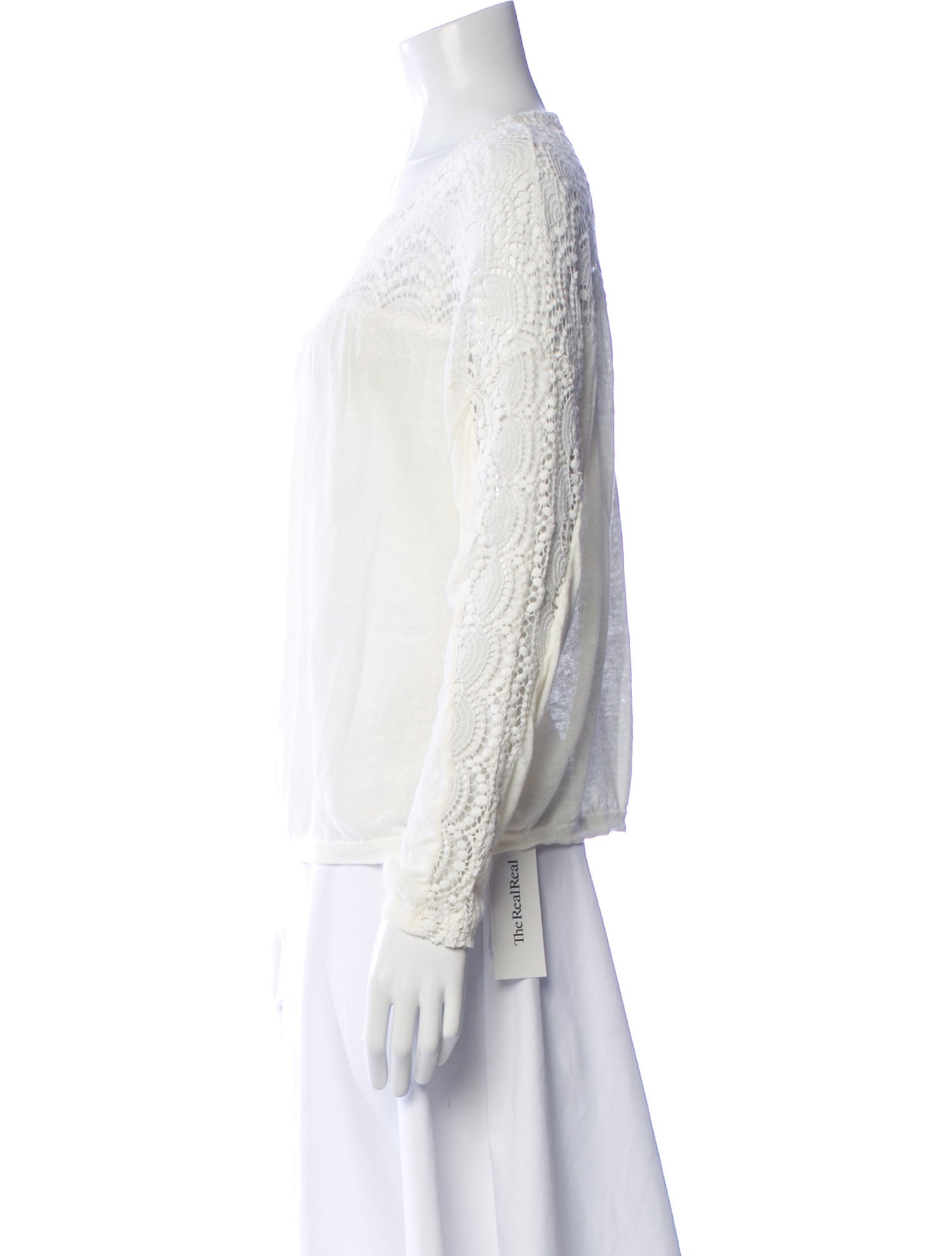 Sézane Linen Lace Pattern Top