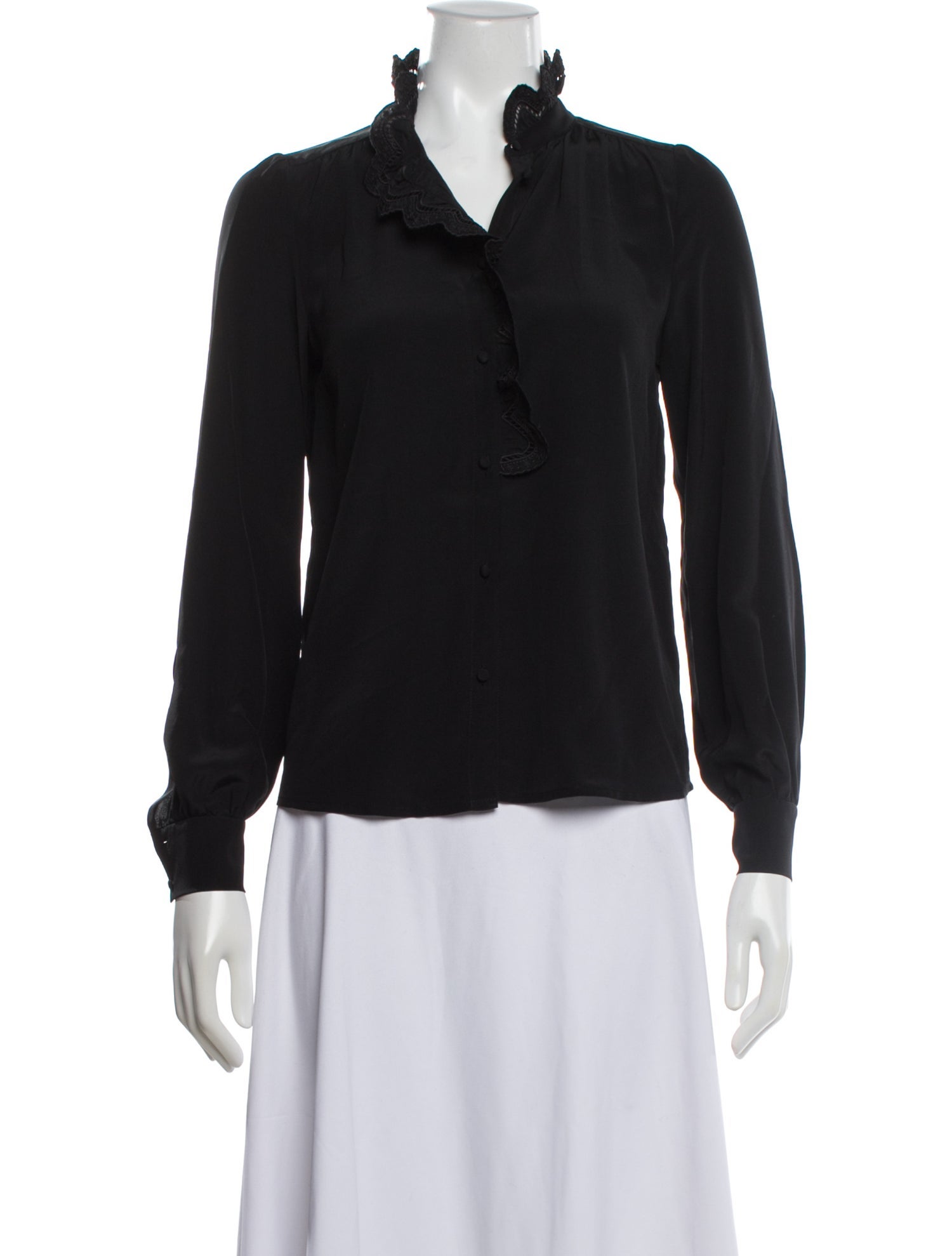 Sézane Silk Long Sleeve Blouse